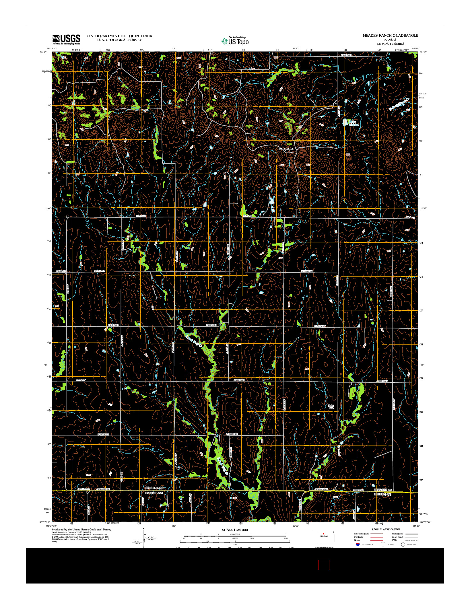 USGS US TOPO 7.5-MINUTE MAP FOR MEADES RANCH, KS 2012