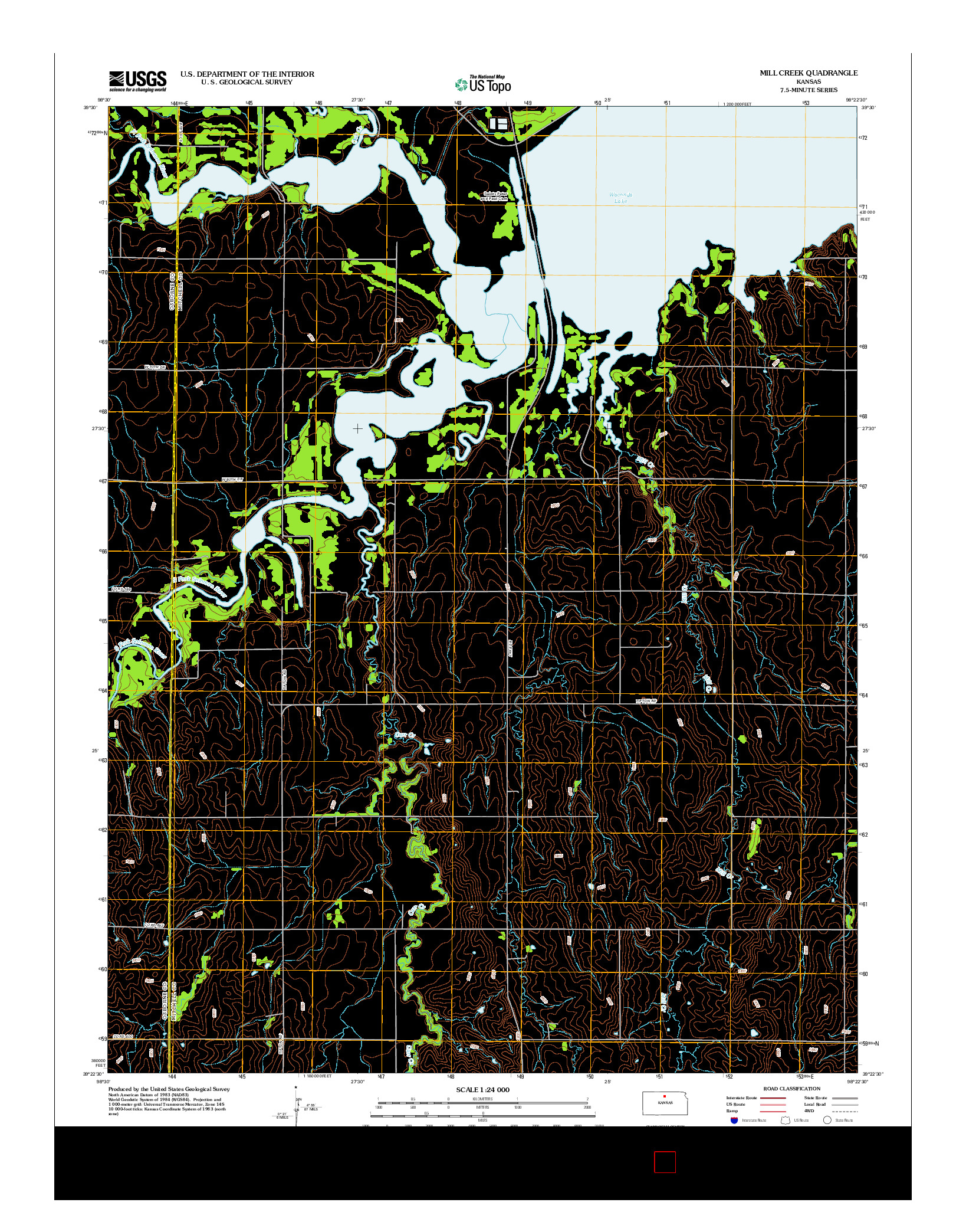 USGS US TOPO 7.5-MINUTE MAP FOR MILL CREEK, KS 2012