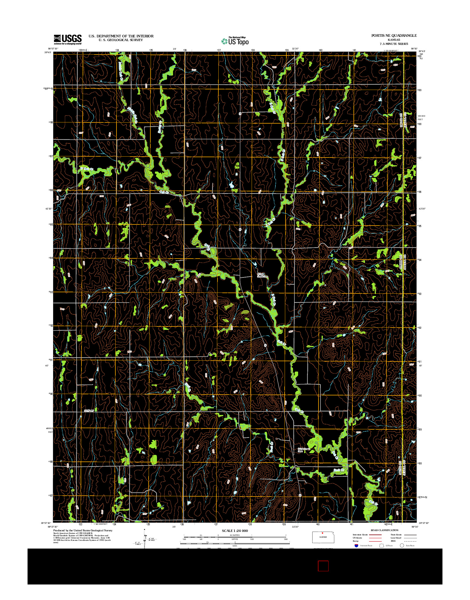 USGS US TOPO 7.5-MINUTE MAP FOR PORTIS NE, KS 2012