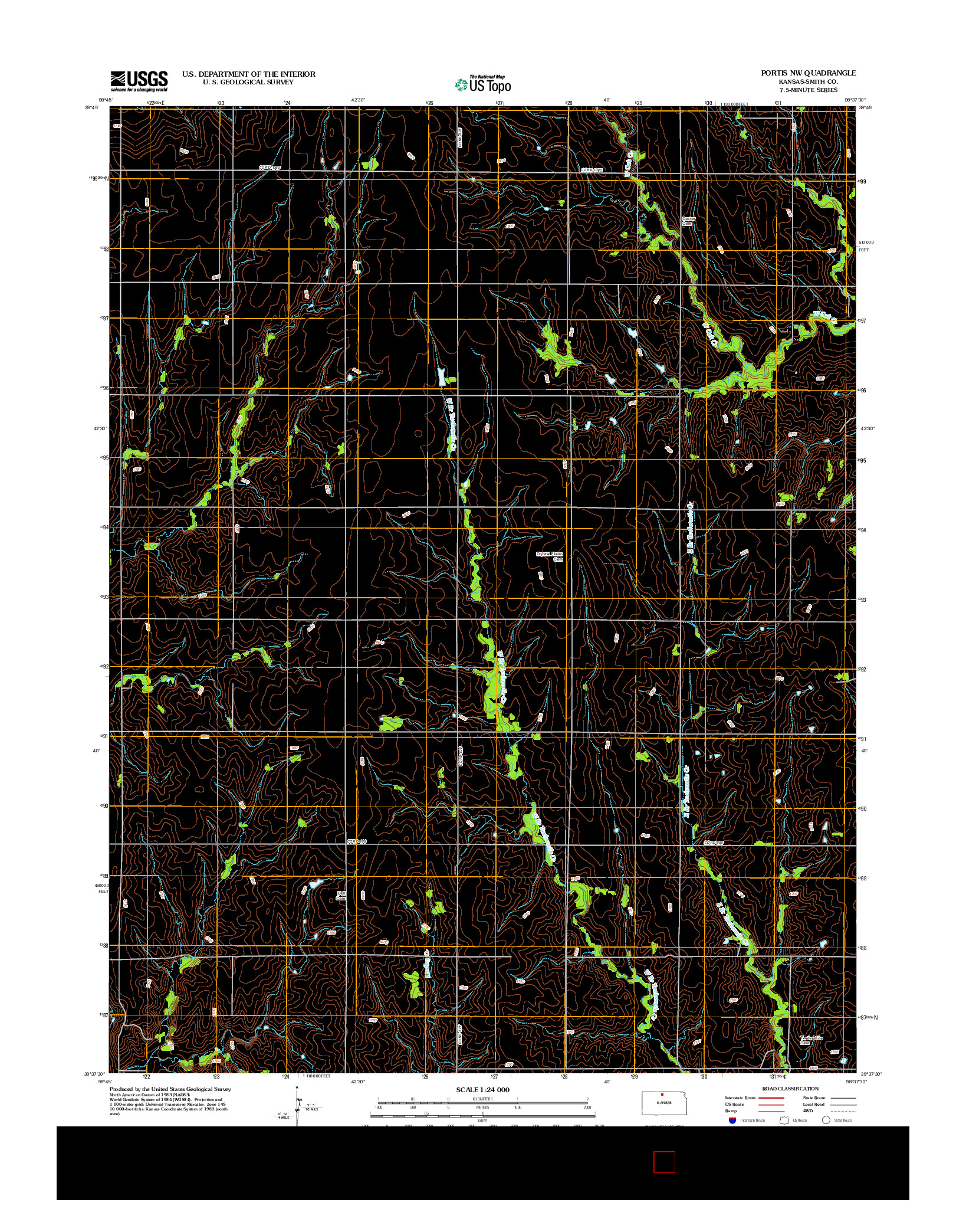 USGS US TOPO 7.5-MINUTE MAP FOR PORTIS NW, KS 2012