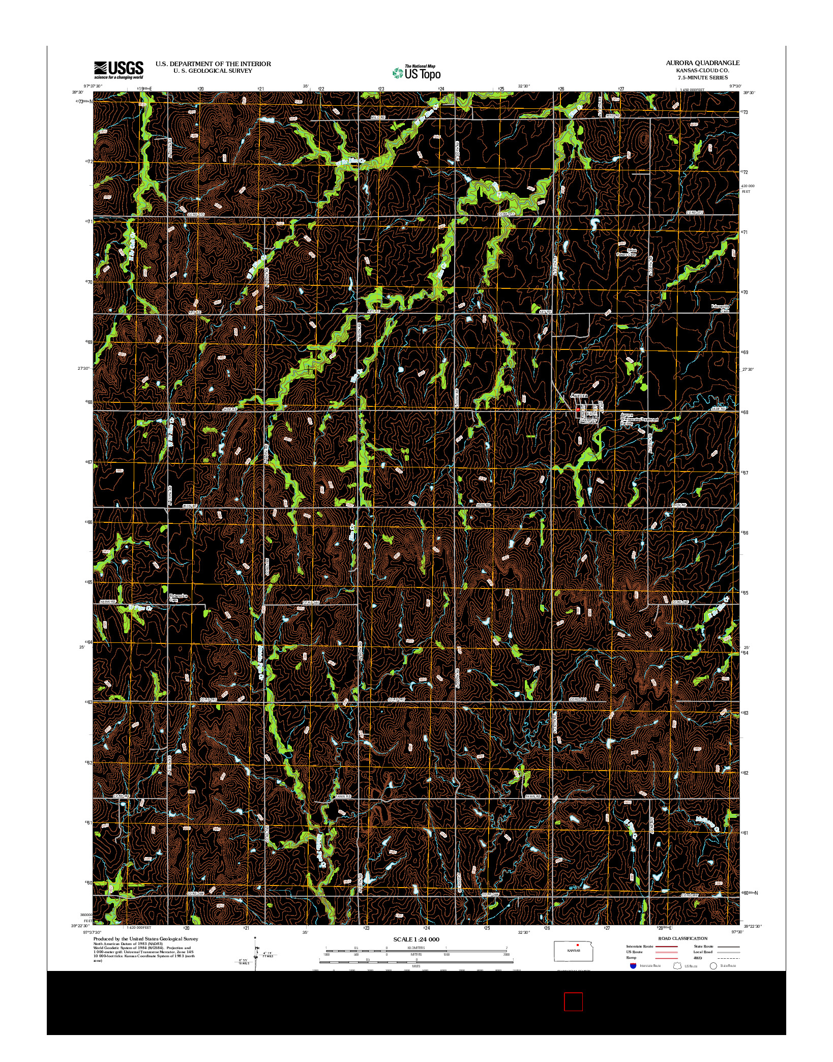 USGS US TOPO 7.5-MINUTE MAP FOR AURORA, KS 2012