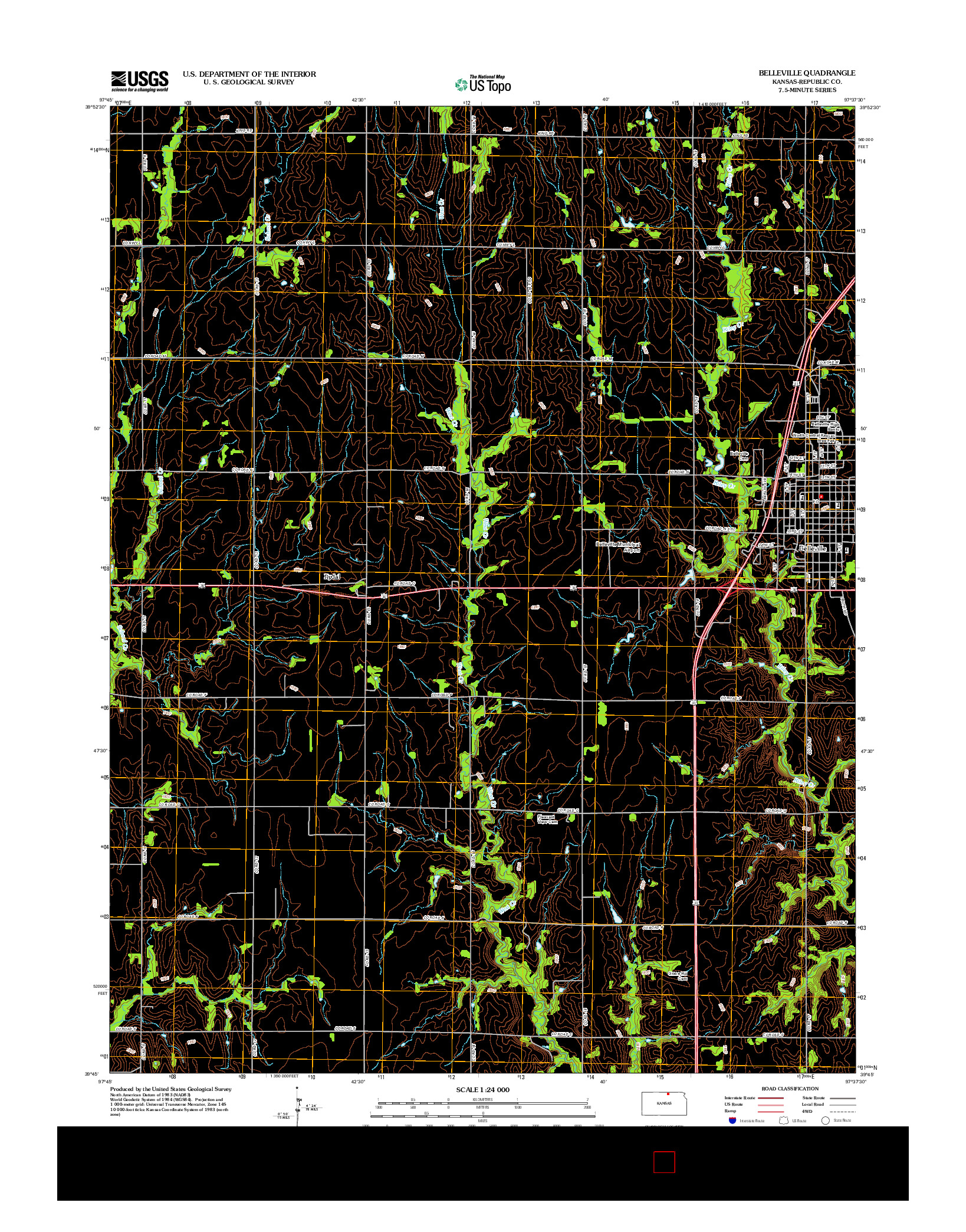 USGS US TOPO 7.5-MINUTE MAP FOR BELLEVILLE, KS 2012