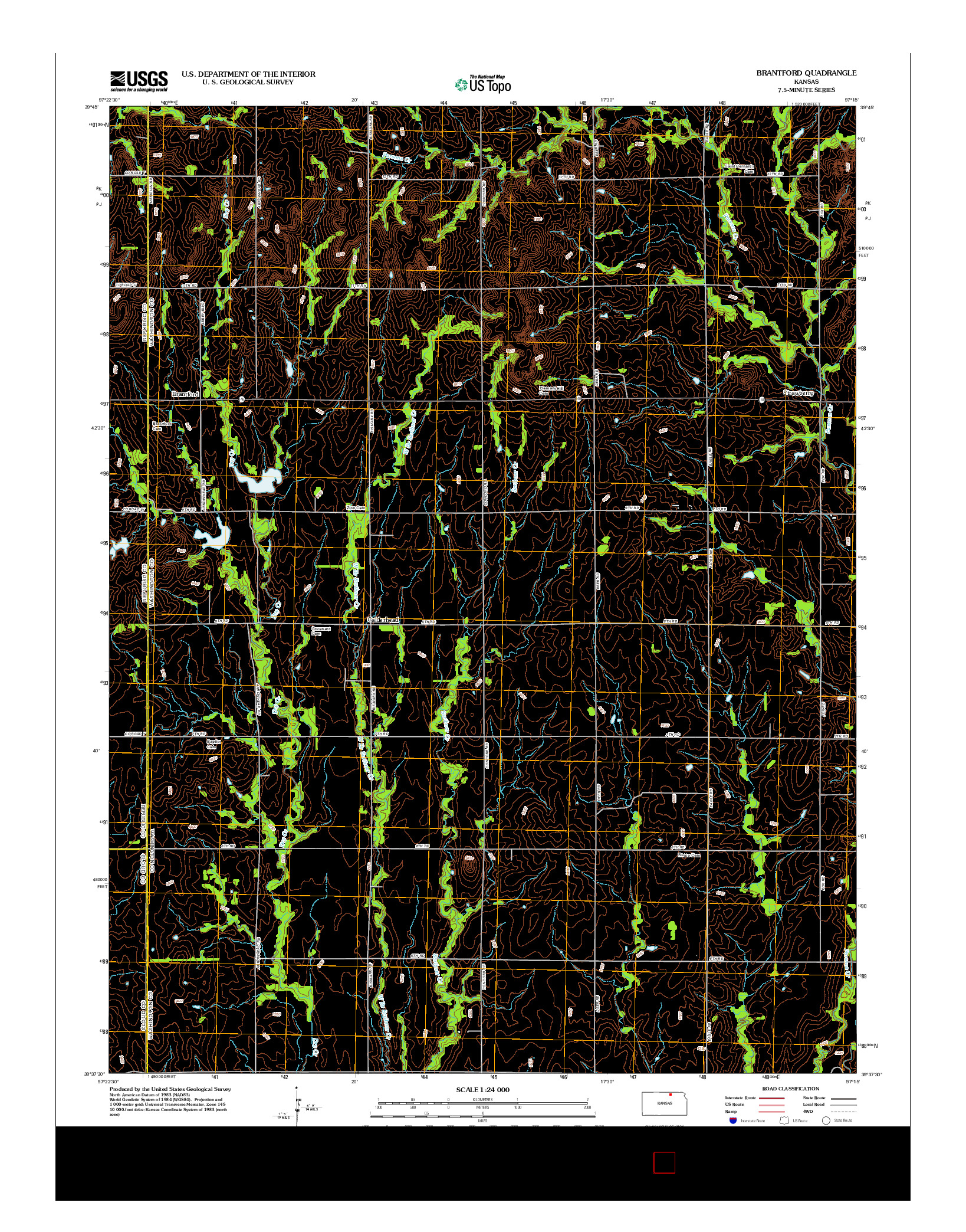 USGS US TOPO 7.5-MINUTE MAP FOR BRANTFORD, KS 2012