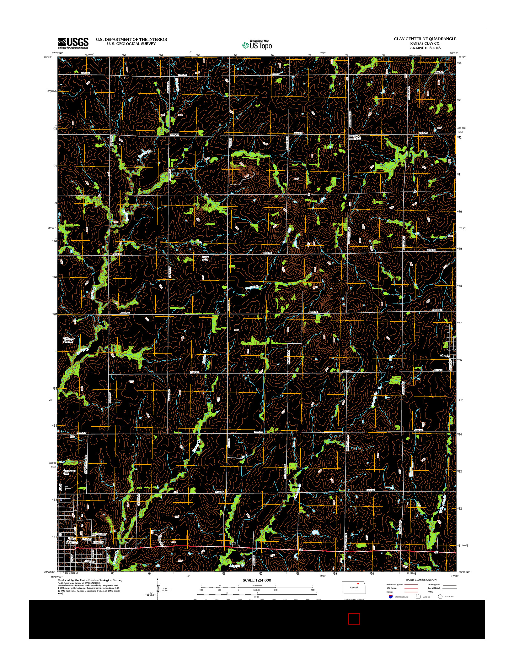 USGS US TOPO 7.5-MINUTE MAP FOR CLAY CENTER NE, KS 2012