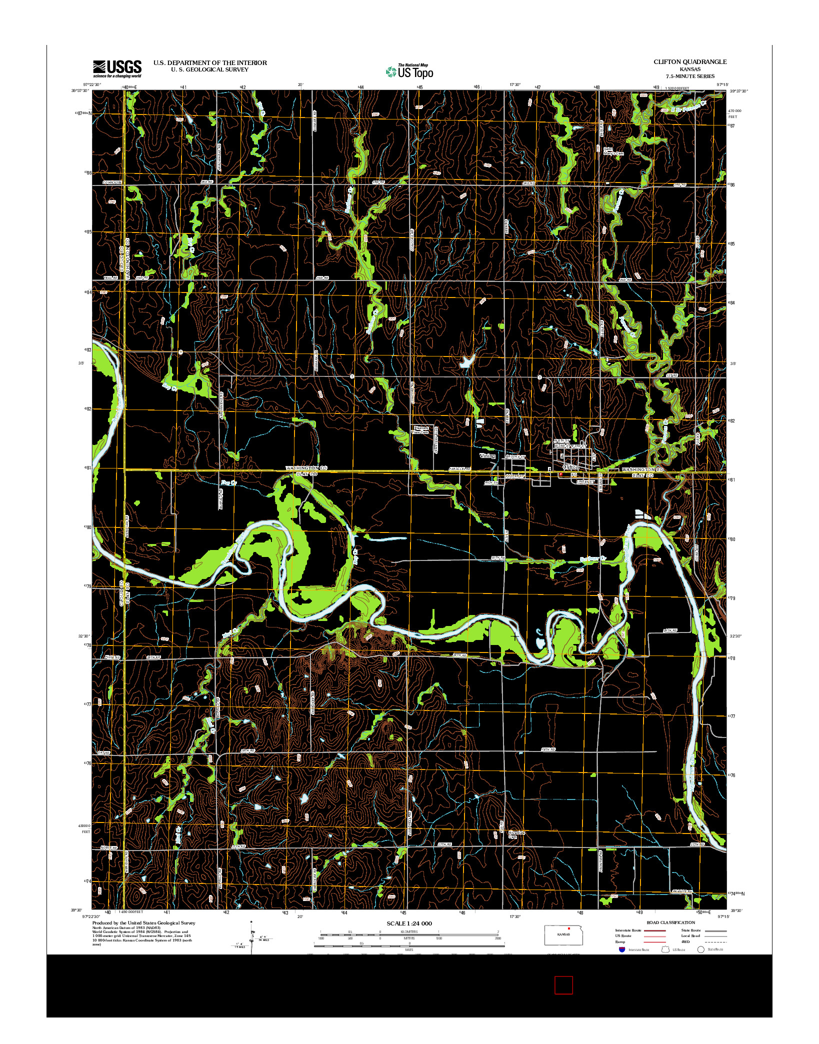 USGS US TOPO 7.5-MINUTE MAP FOR CLIFTON, KS 2012