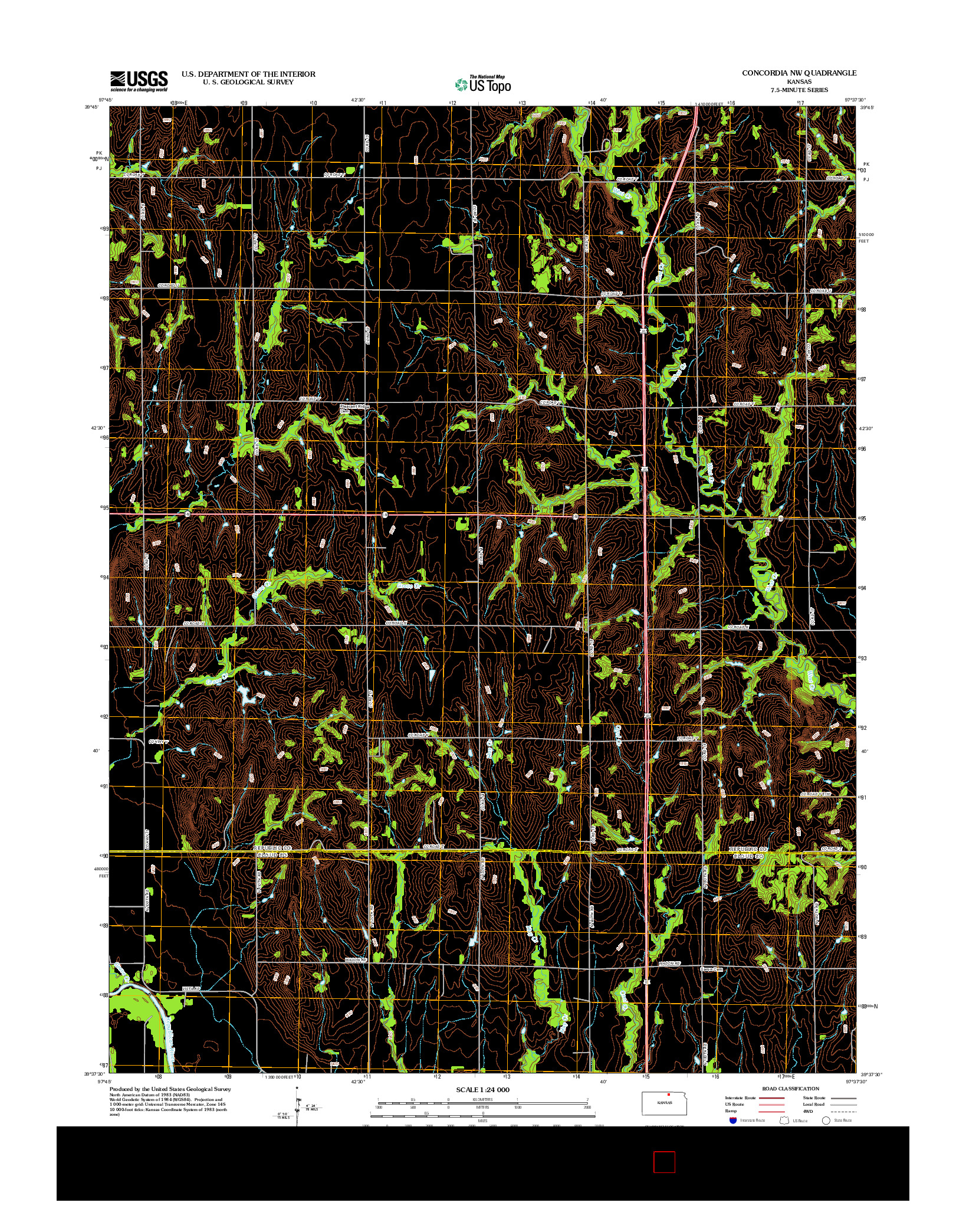 USGS US TOPO 7.5-MINUTE MAP FOR CONCORDIA NW, KS 2012