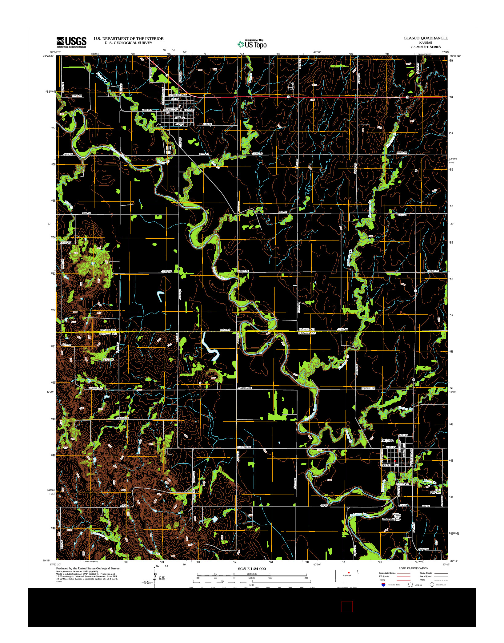 USGS US TOPO 7.5-MINUTE MAP FOR GLASCO, KS 2012