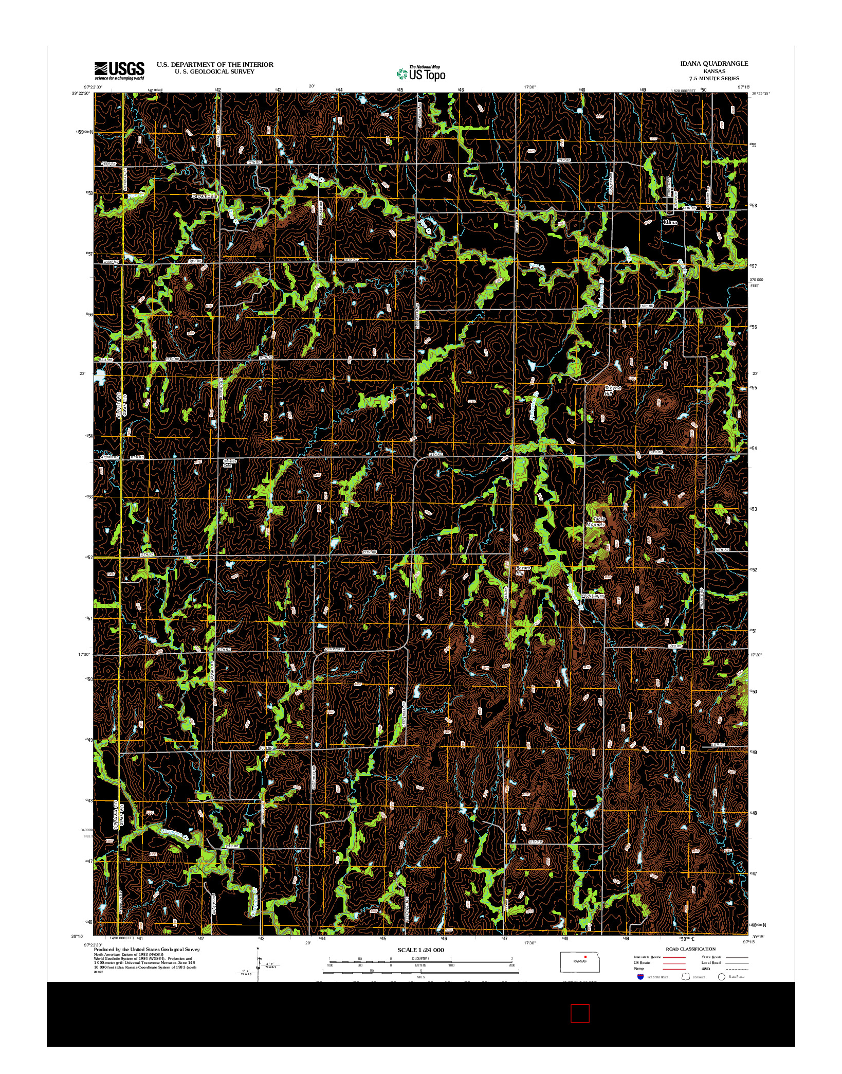 USGS US TOPO 7.5-MINUTE MAP FOR IDANA, KS 2012