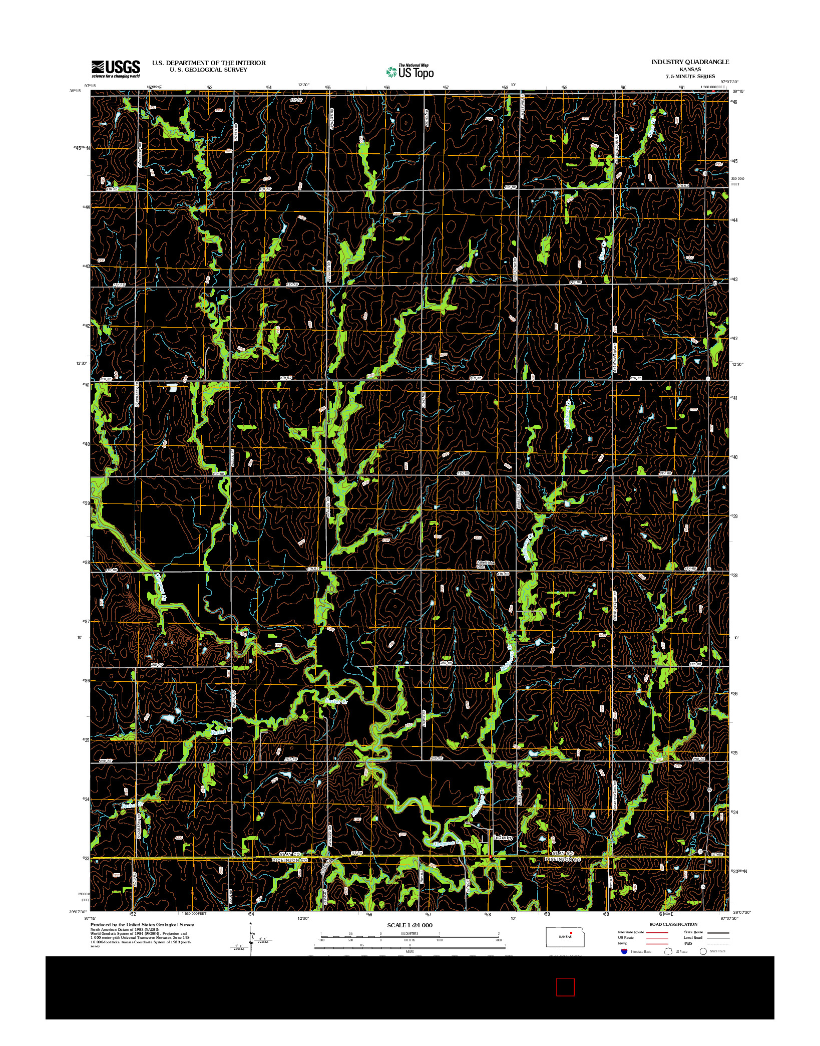 USGS US TOPO 7.5-MINUTE MAP FOR INDUSTRY, KS 2012