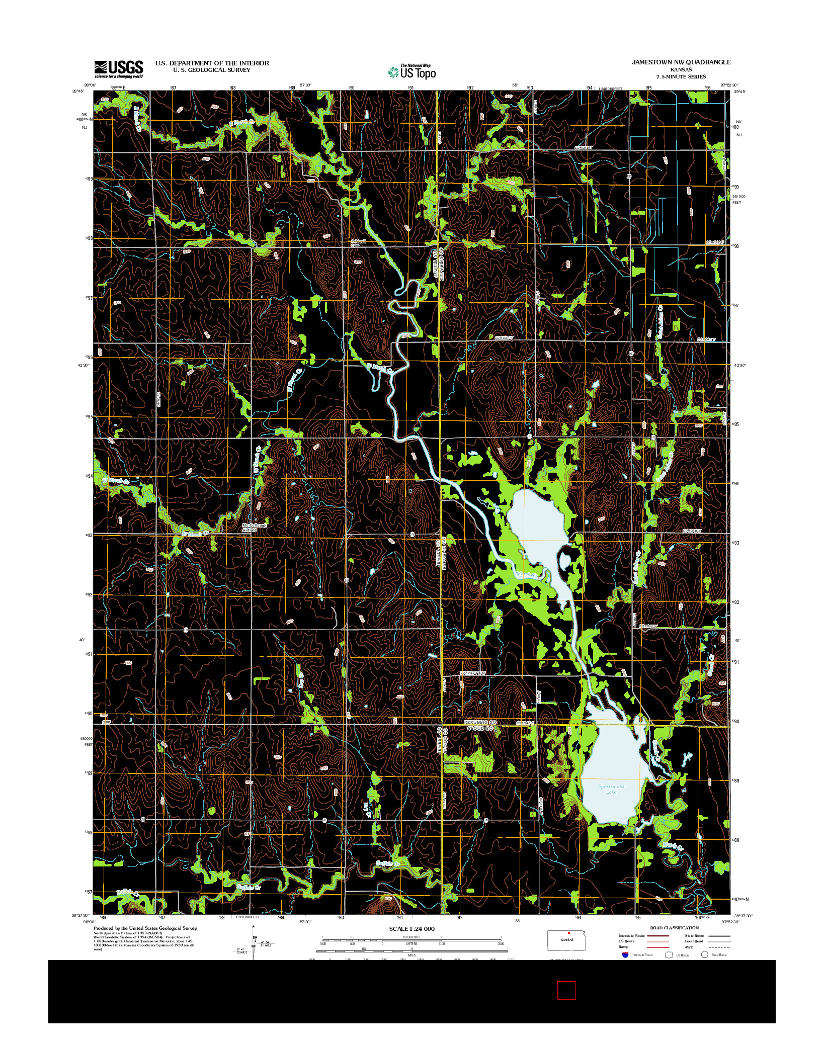 USGS US TOPO 7.5-MINUTE MAP FOR JAMESTOWN NW, KS 2012