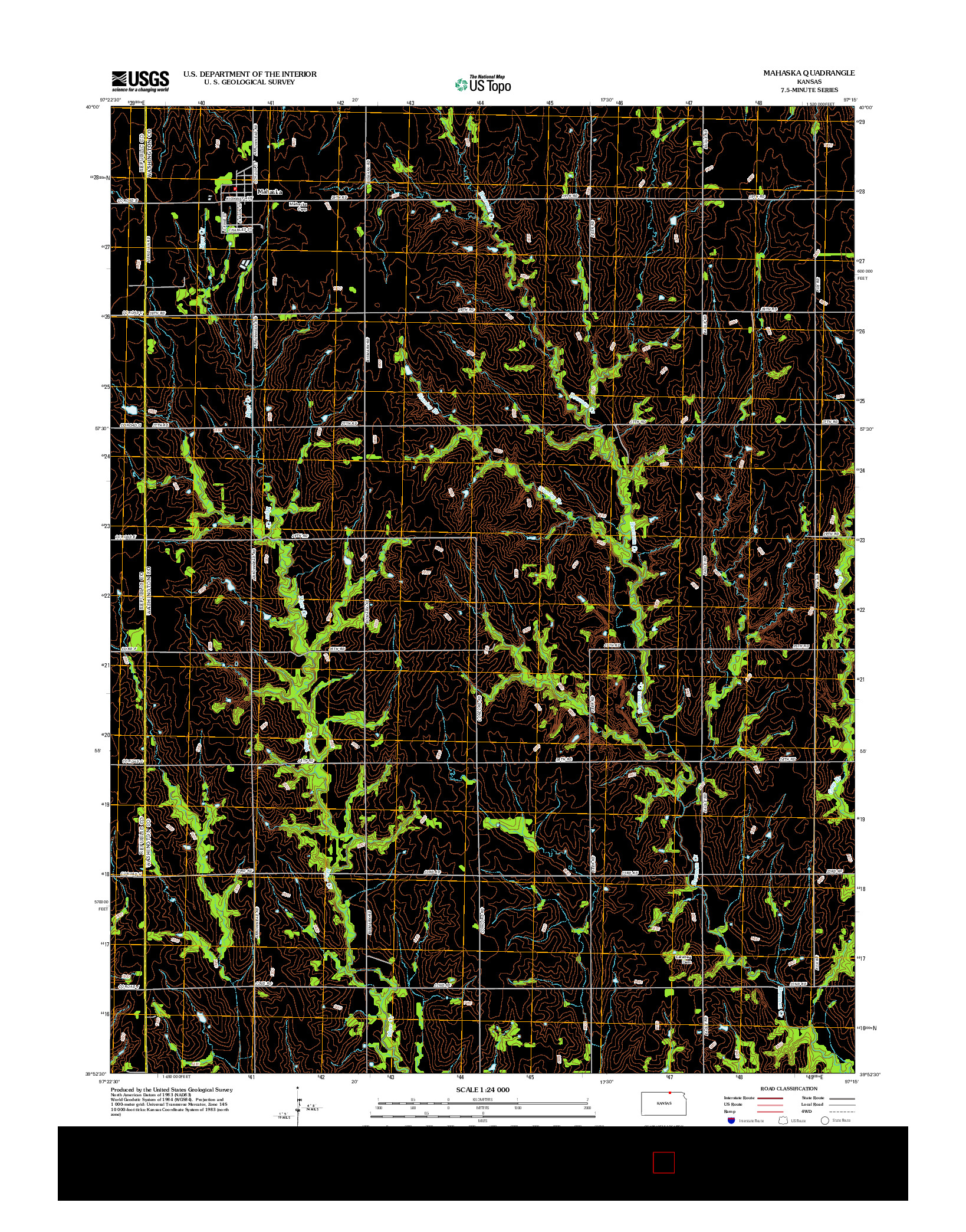 USGS US TOPO 7.5-MINUTE MAP FOR MAHASKA, KS 2012