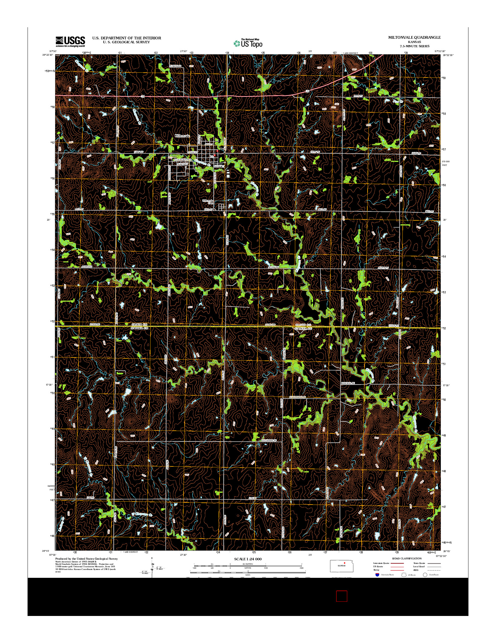 USGS US TOPO 7.5-MINUTE MAP FOR MILTONVALE, KS 2012