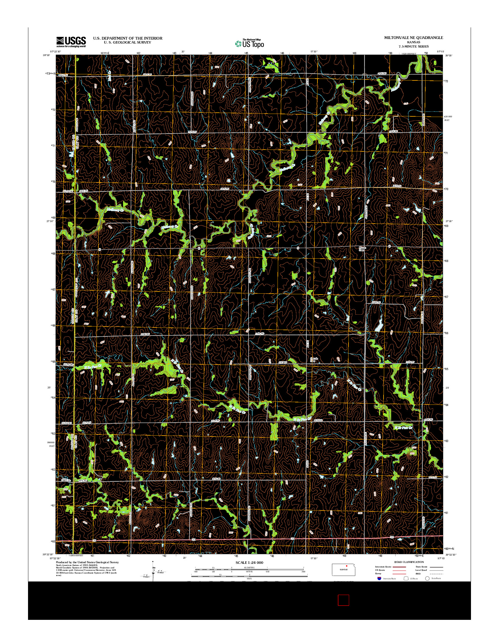 USGS US TOPO 7.5-MINUTE MAP FOR MILTONVALE NE, KS 2012