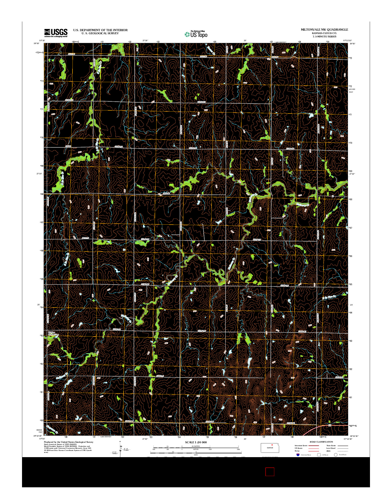 USGS US TOPO 7.5-MINUTE MAP FOR MILTONVALE NW, KS 2012