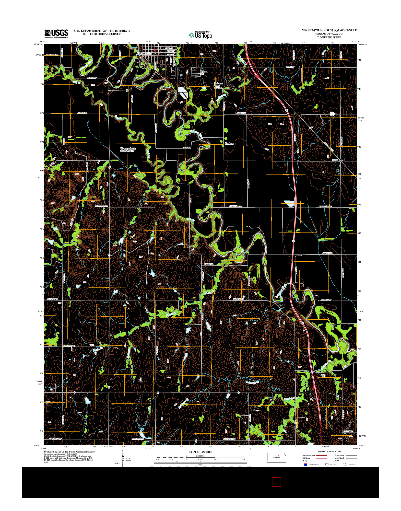 USGS US TOPO 7.5-MINUTE MAP FOR MINNEAPOLIS SOUTH, KS 2012
