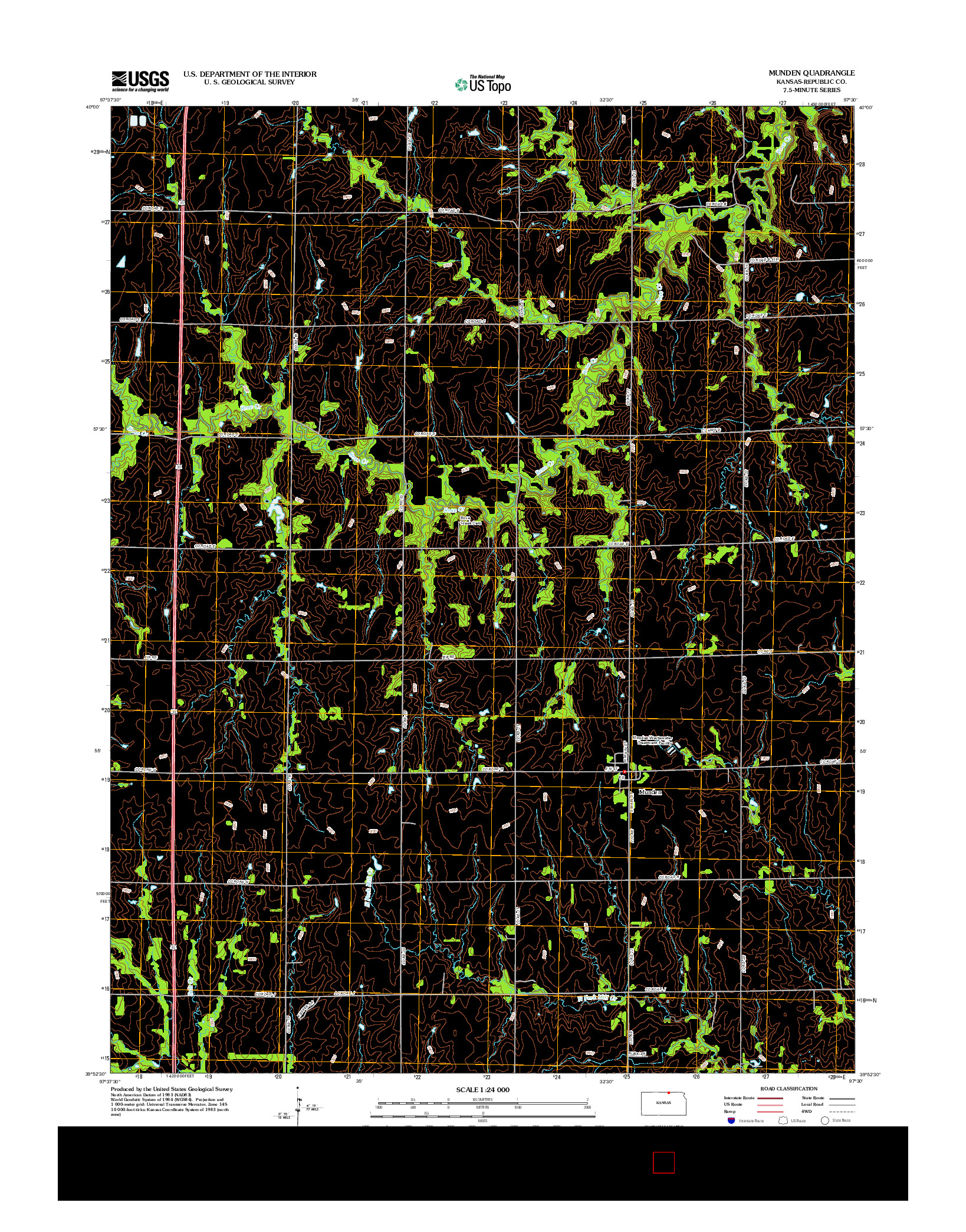 USGS US TOPO 7.5-MINUTE MAP FOR MUNDEN, KS 2012