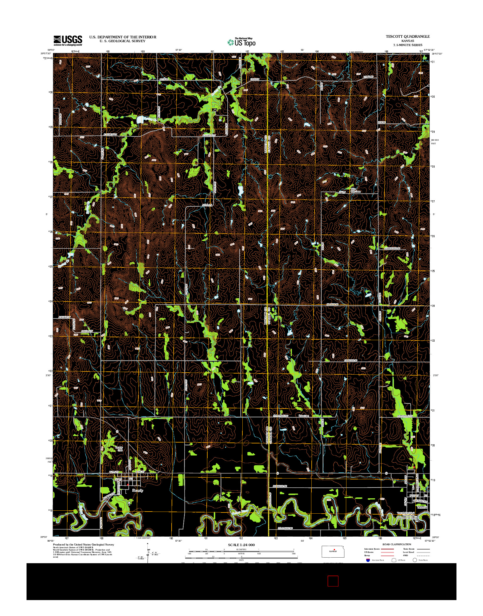 USGS US TOPO 7.5-MINUTE MAP FOR TESCOTT, KS 2012