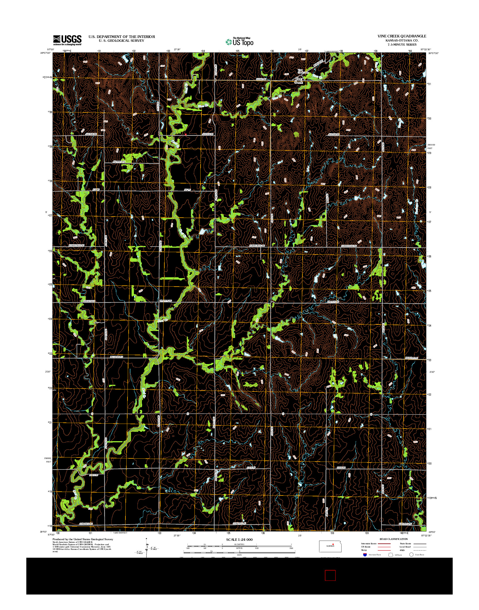 USGS US TOPO 7.5-MINUTE MAP FOR VINE CREEK, KS 2012
