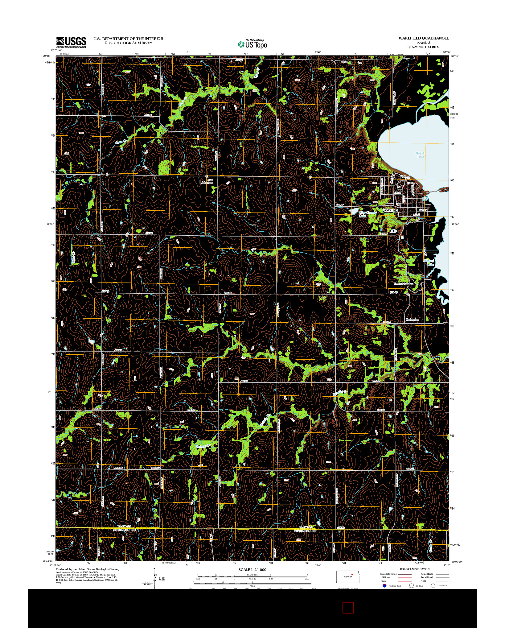 USGS US TOPO 7.5-MINUTE MAP FOR WAKEFIELD, KS 2012