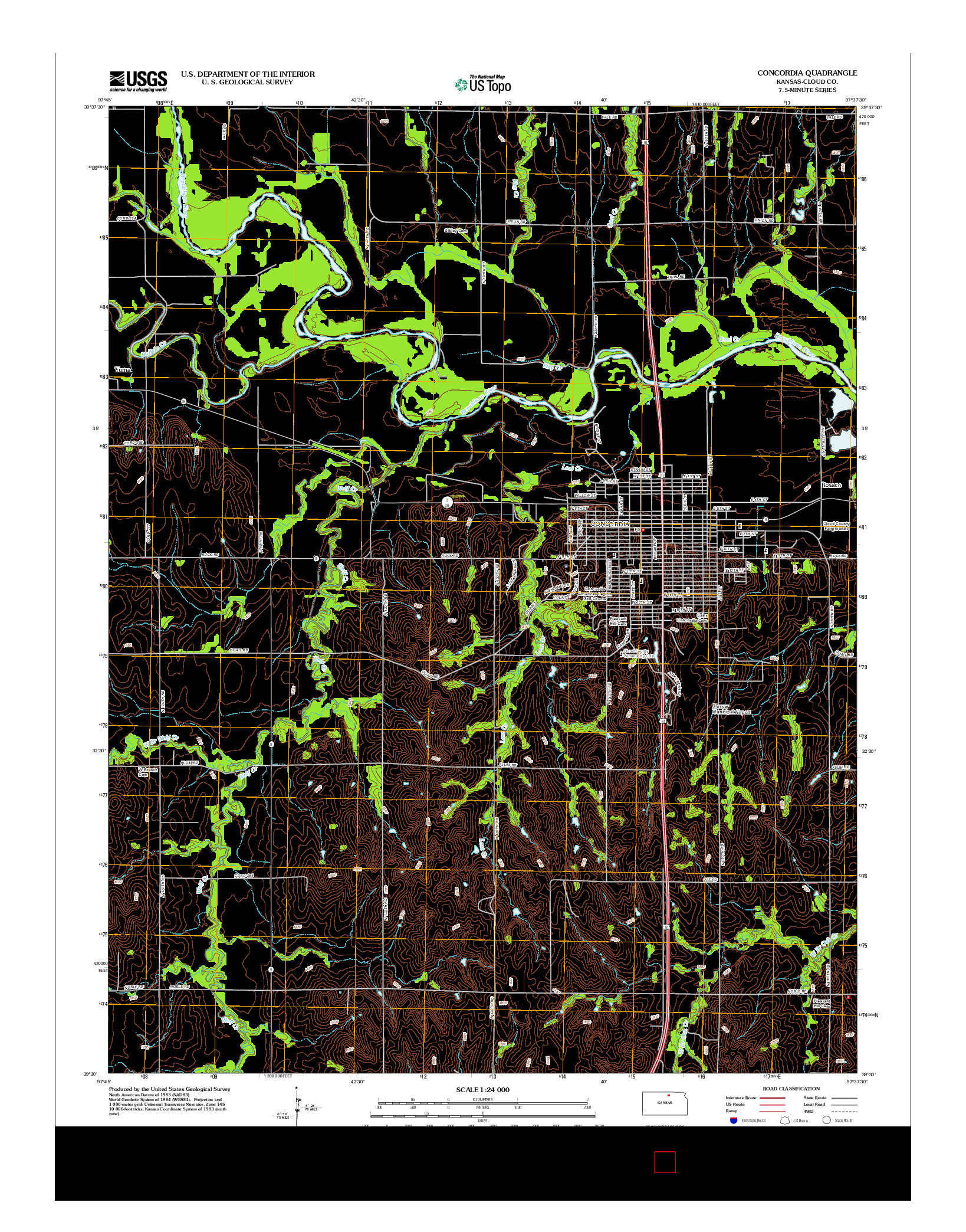 USGS US TOPO 7.5-MINUTE MAP FOR CONCORDIA, KS 2012