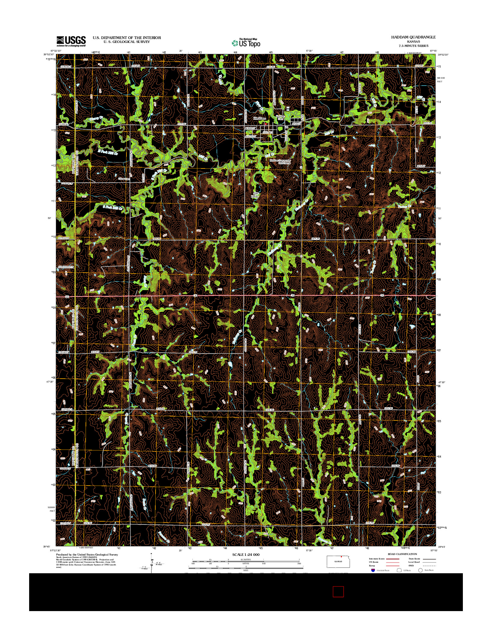 USGS US TOPO 7.5-MINUTE MAP FOR HADDAM, KS 2012