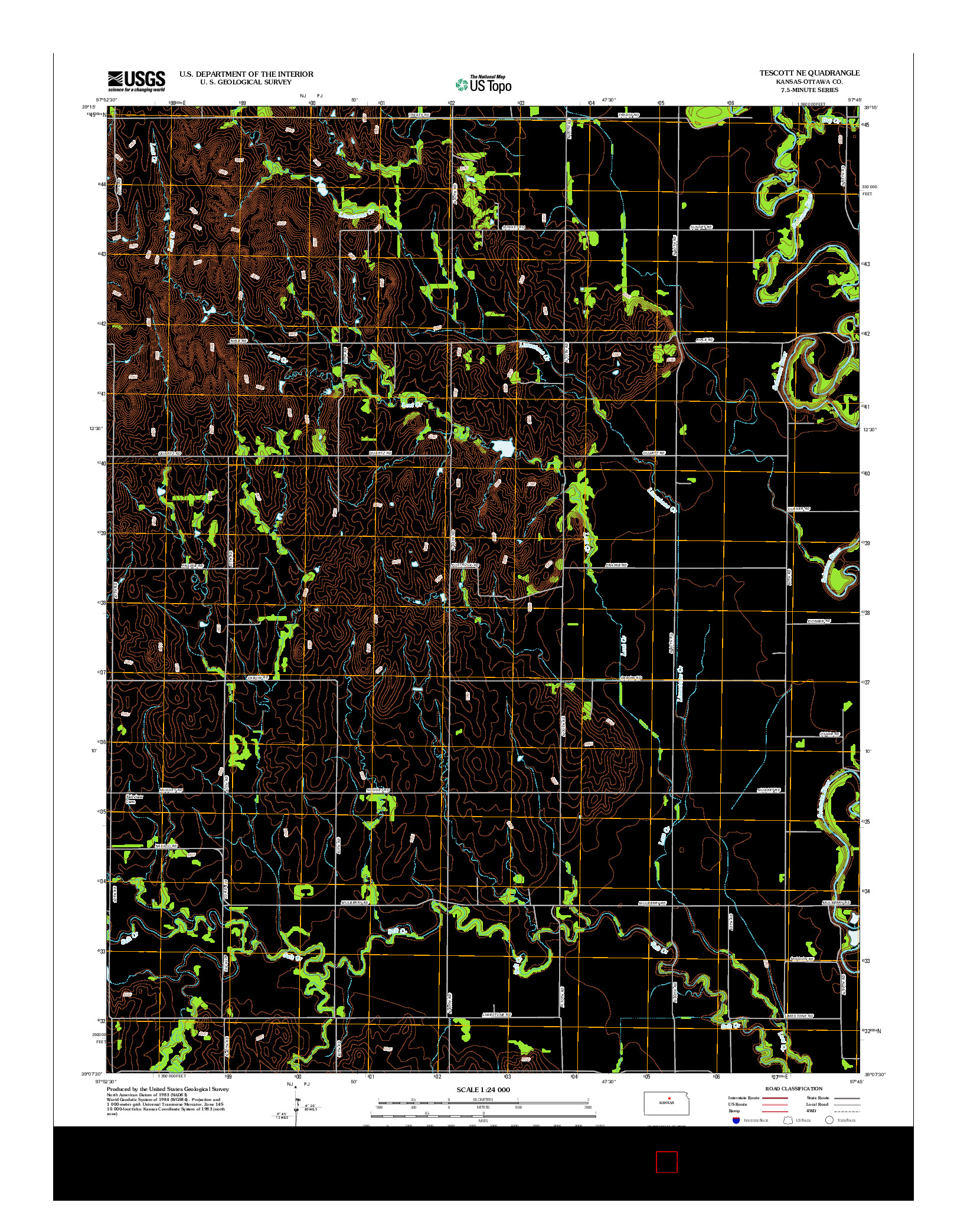 USGS US TOPO 7.5-MINUTE MAP FOR TESCOTT NE, KS 2012