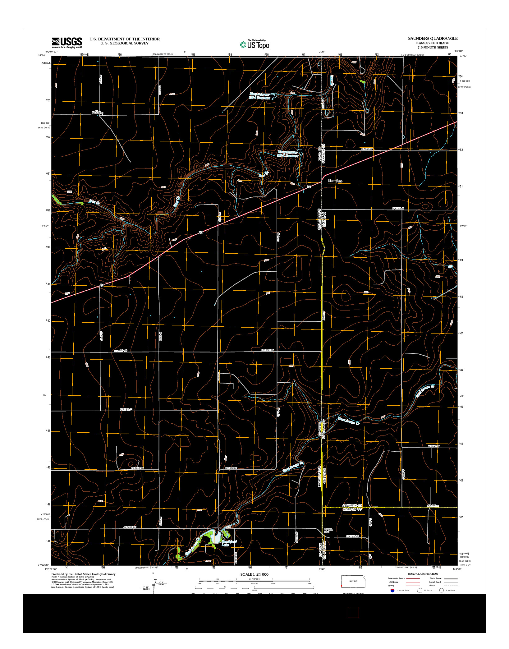 USGS US TOPO 7.5-MINUTE MAP FOR SAUNDERS, KS-CO 2012