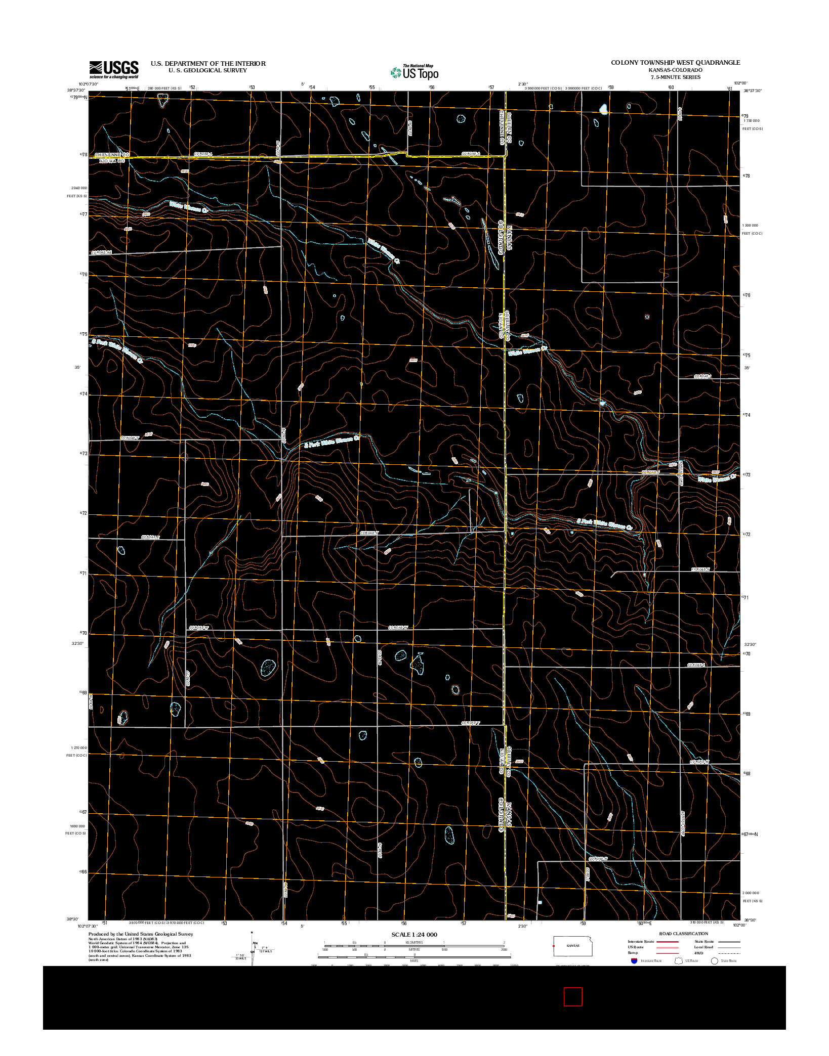 USGS US TOPO 7.5-MINUTE MAP FOR COLONY TOWNSHIP WEST, KS-CO 2012