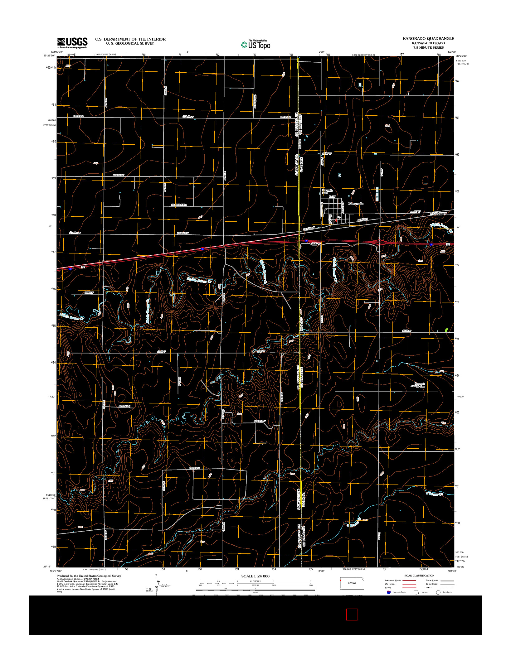 USGS US TOPO 7.5-MINUTE MAP FOR KANORADO, KS-CO 2012