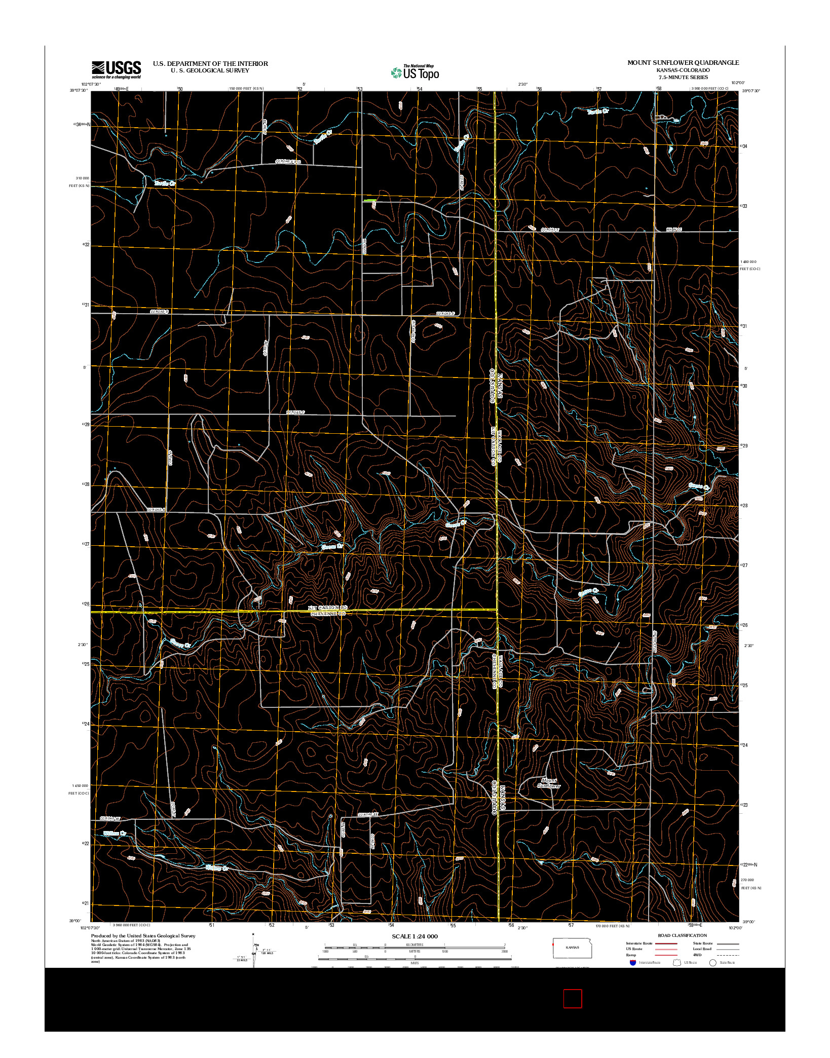 USGS US TOPO 7.5-MINUTE MAP FOR MOUNT SUNFLOWER, KS-CO 2012