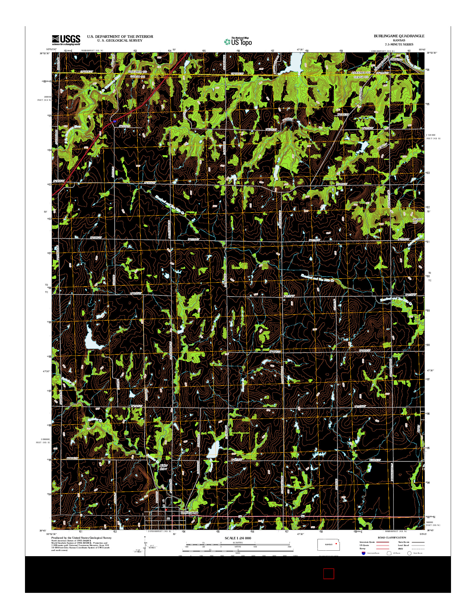 USGS US TOPO 7.5-MINUTE MAP FOR BURLINGAME, KS 2012