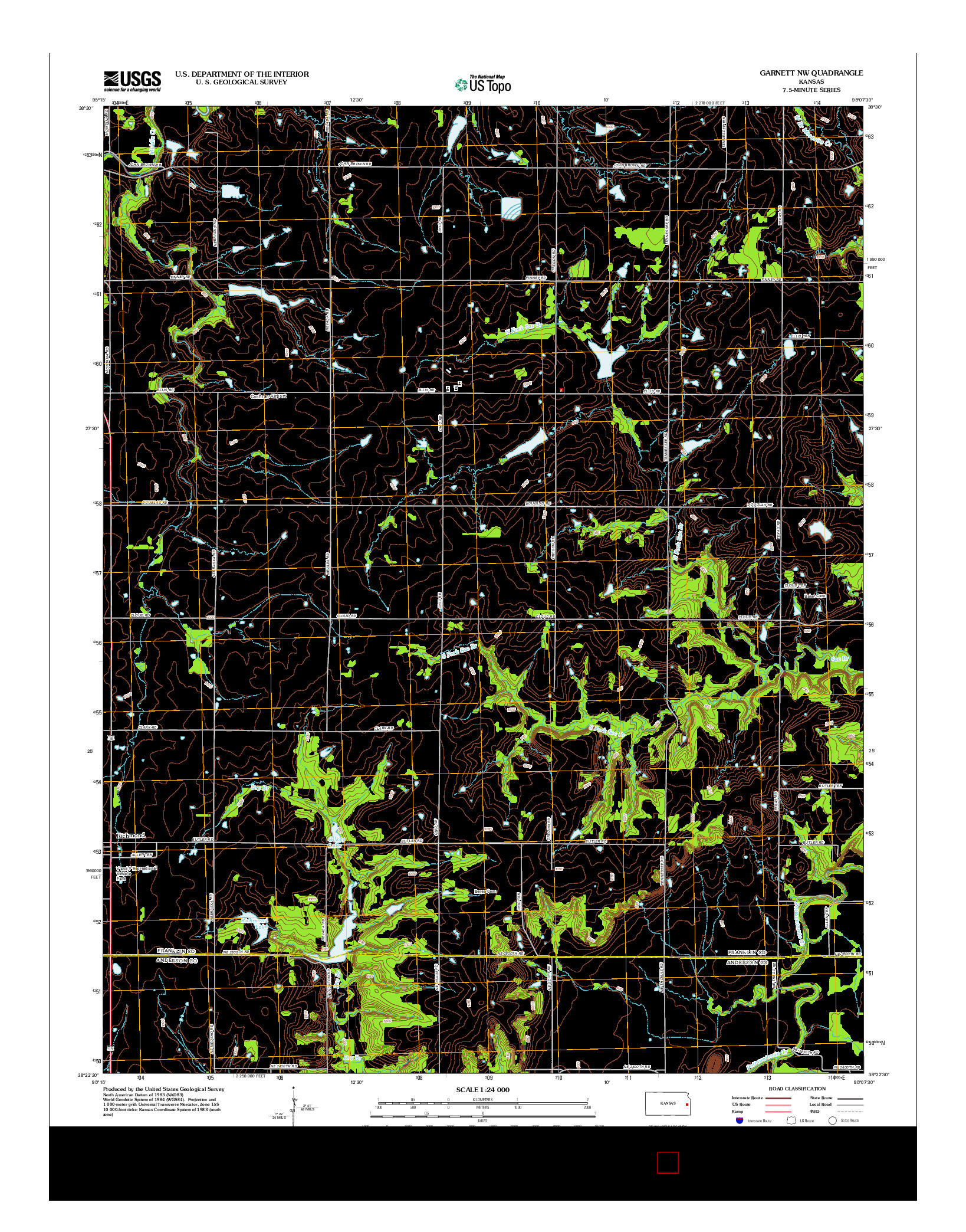 USGS US TOPO 7.5-MINUTE MAP FOR GARNETT NW, KS 2012