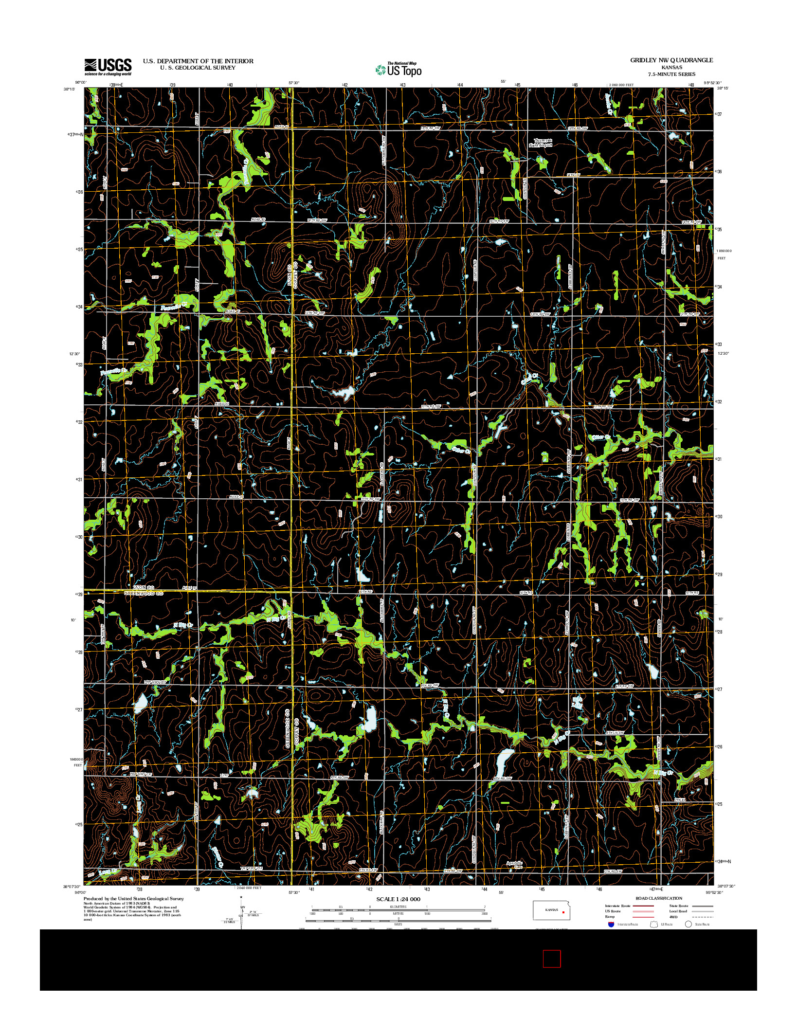 USGS US TOPO 7.5-MINUTE MAP FOR GRIDLEY NW, KS 2012