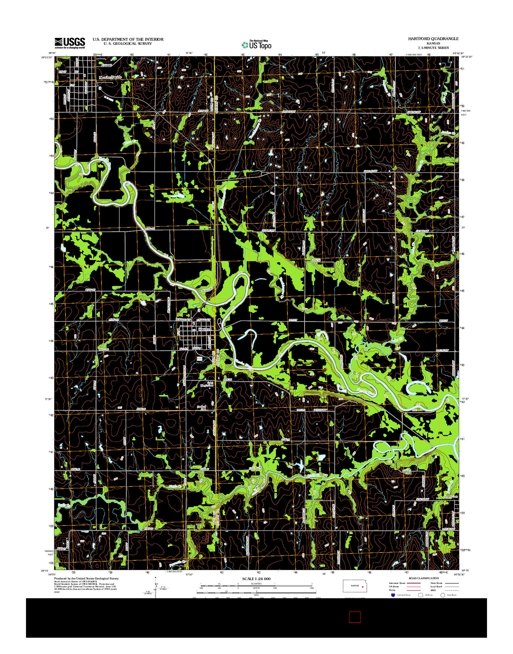 USGS US TOPO 7.5-MINUTE MAP FOR HARTFORD, KS 2012