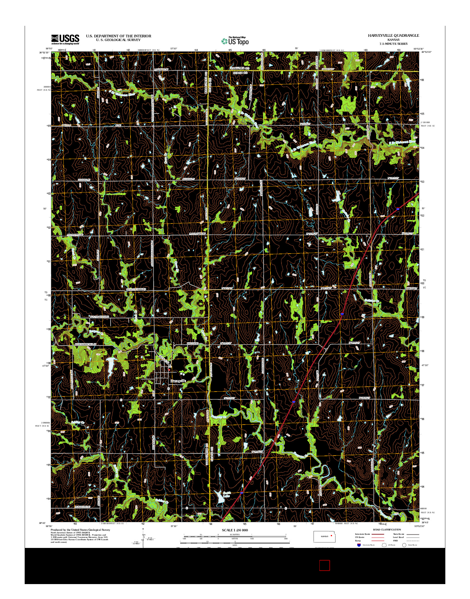 USGS US TOPO 7.5-MINUTE MAP FOR HARVEYVILLE, KS 2012