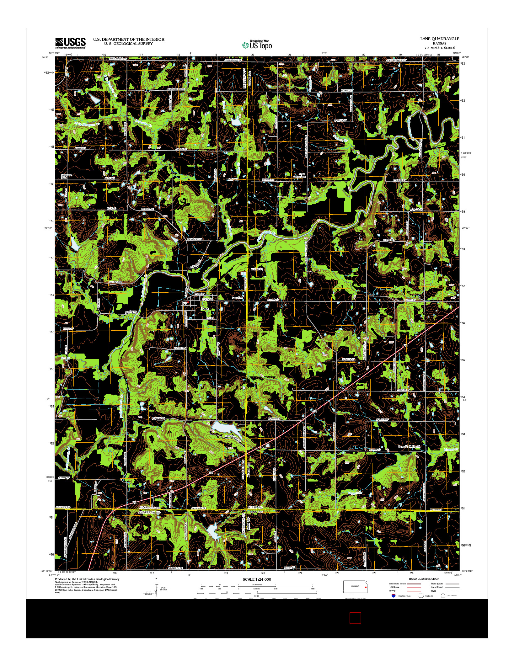 USGS US TOPO 7.5-MINUTE MAP FOR LANE, KS 2012