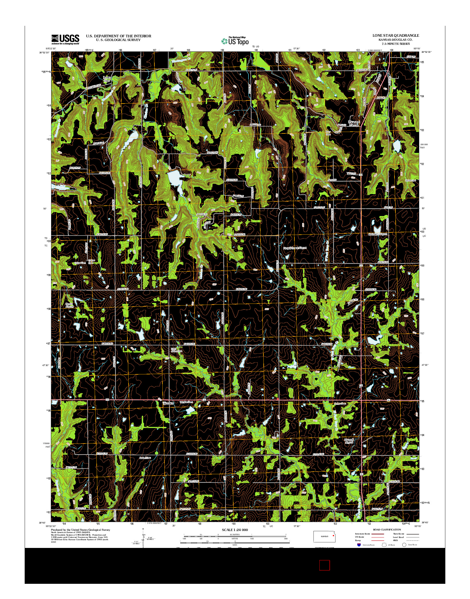 USGS US TOPO 7.5-MINUTE MAP FOR LONE STAR, KS 2012