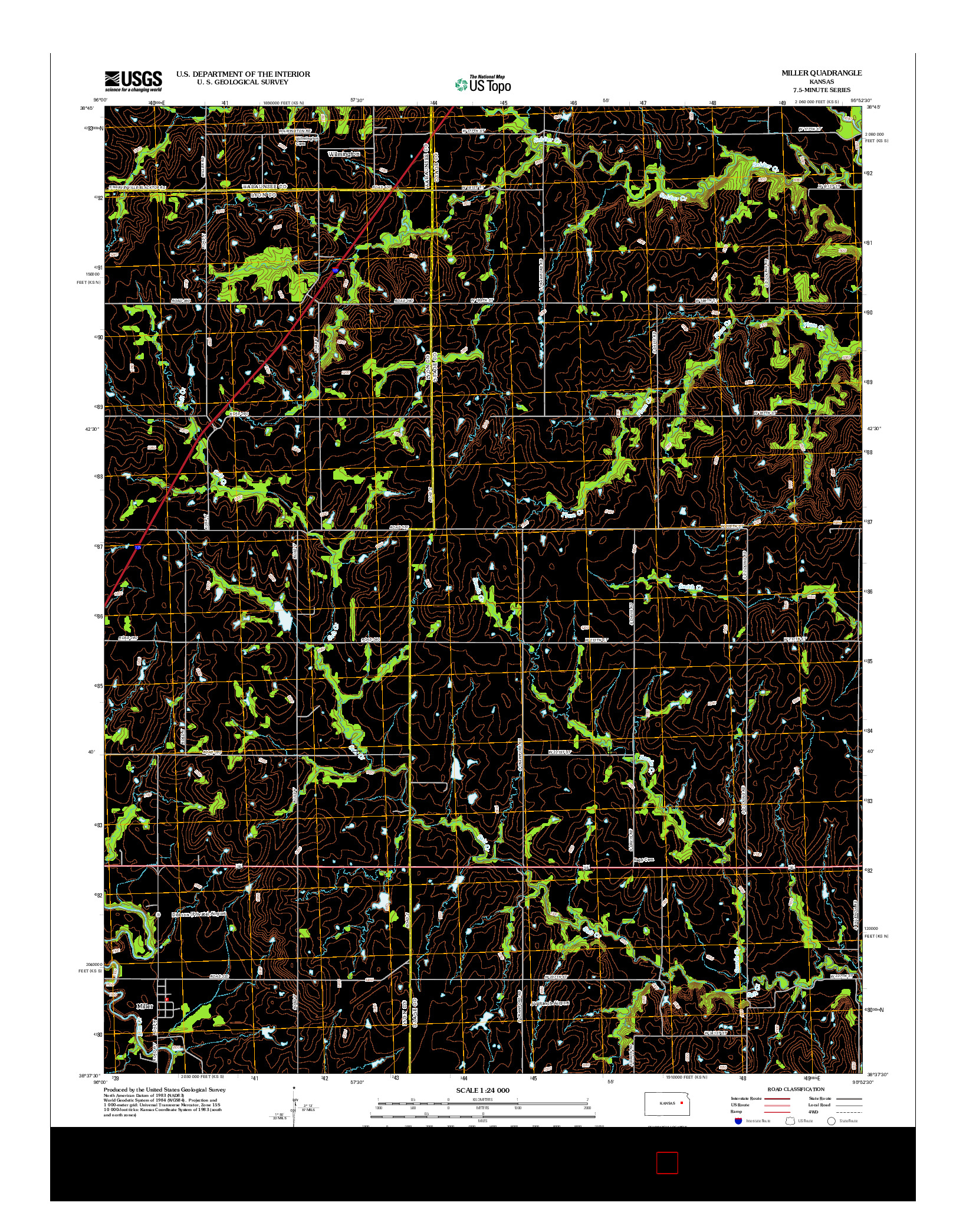 USGS US TOPO 7.5-MINUTE MAP FOR MILLER, KS 2012