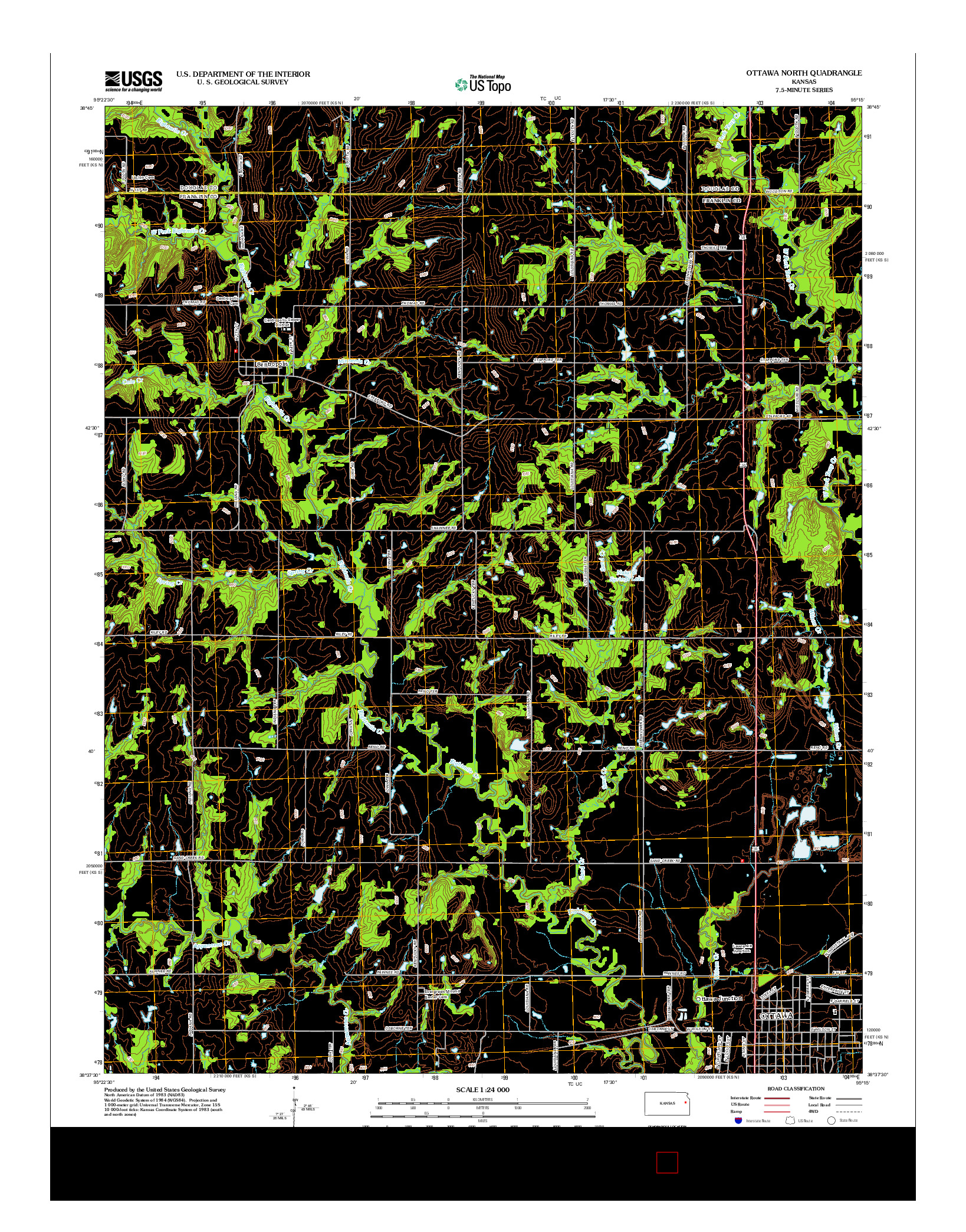 USGS US TOPO 7.5-MINUTE MAP FOR OTTAWA NORTH, KS 2012