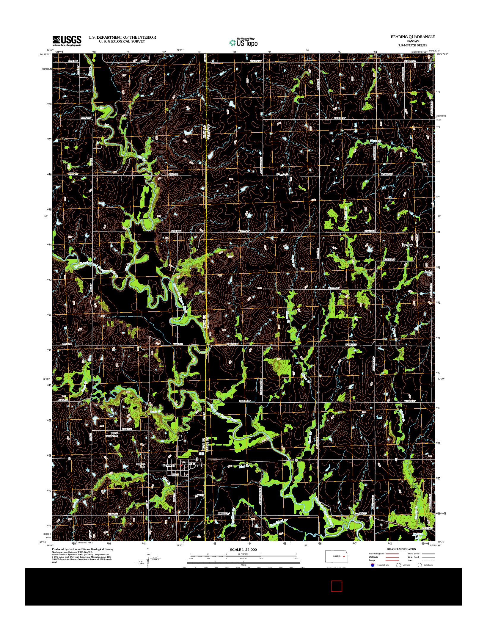 USGS US TOPO 7.5-MINUTE MAP FOR READING, KS 2012