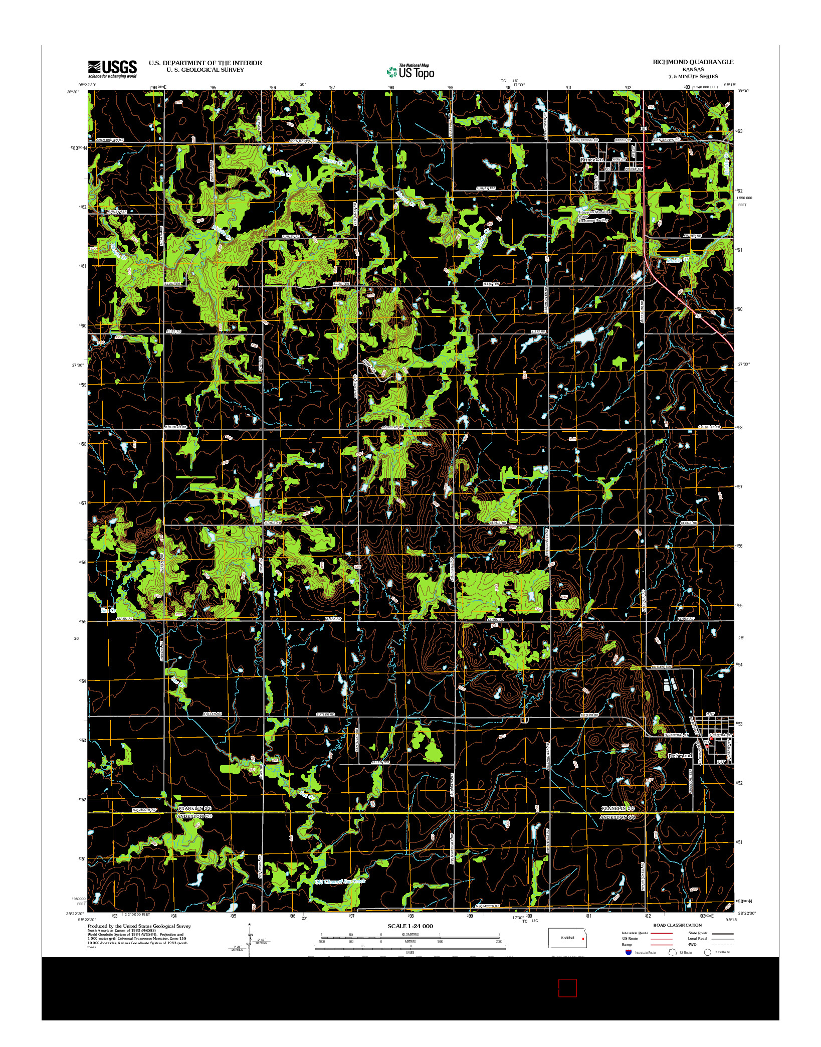 USGS US TOPO 7.5-MINUTE MAP FOR RICHMOND, KS 2012