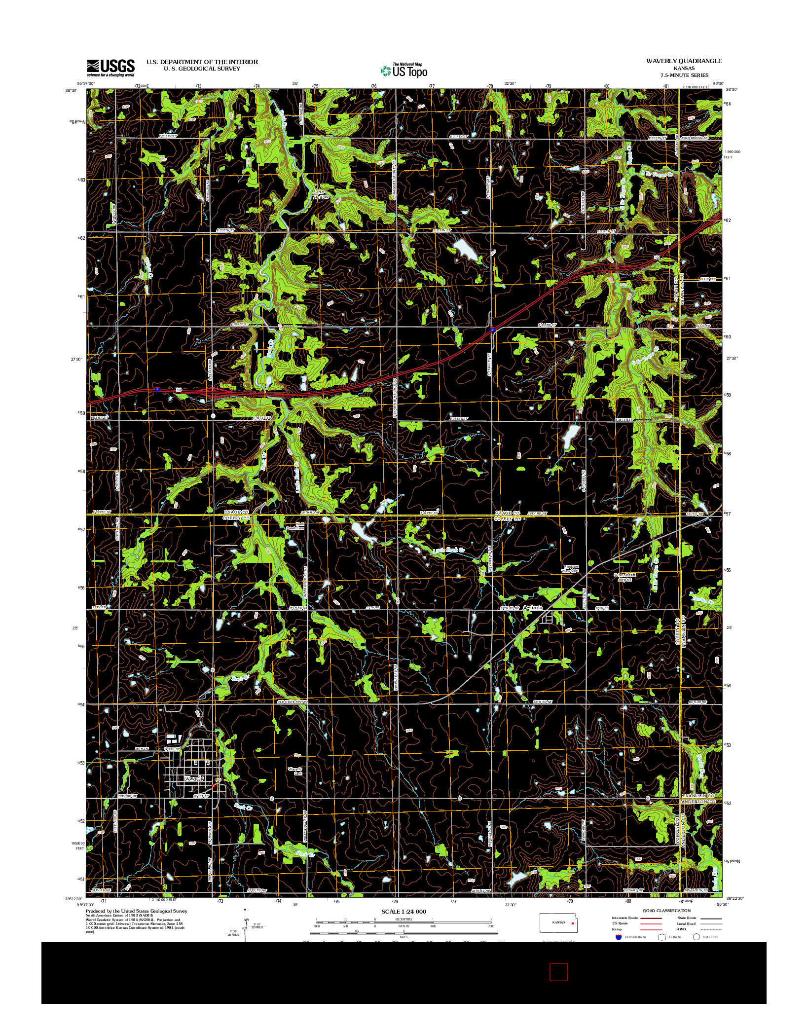 USGS US TOPO 7.5-MINUTE MAP FOR WAVERLY, KS 2012