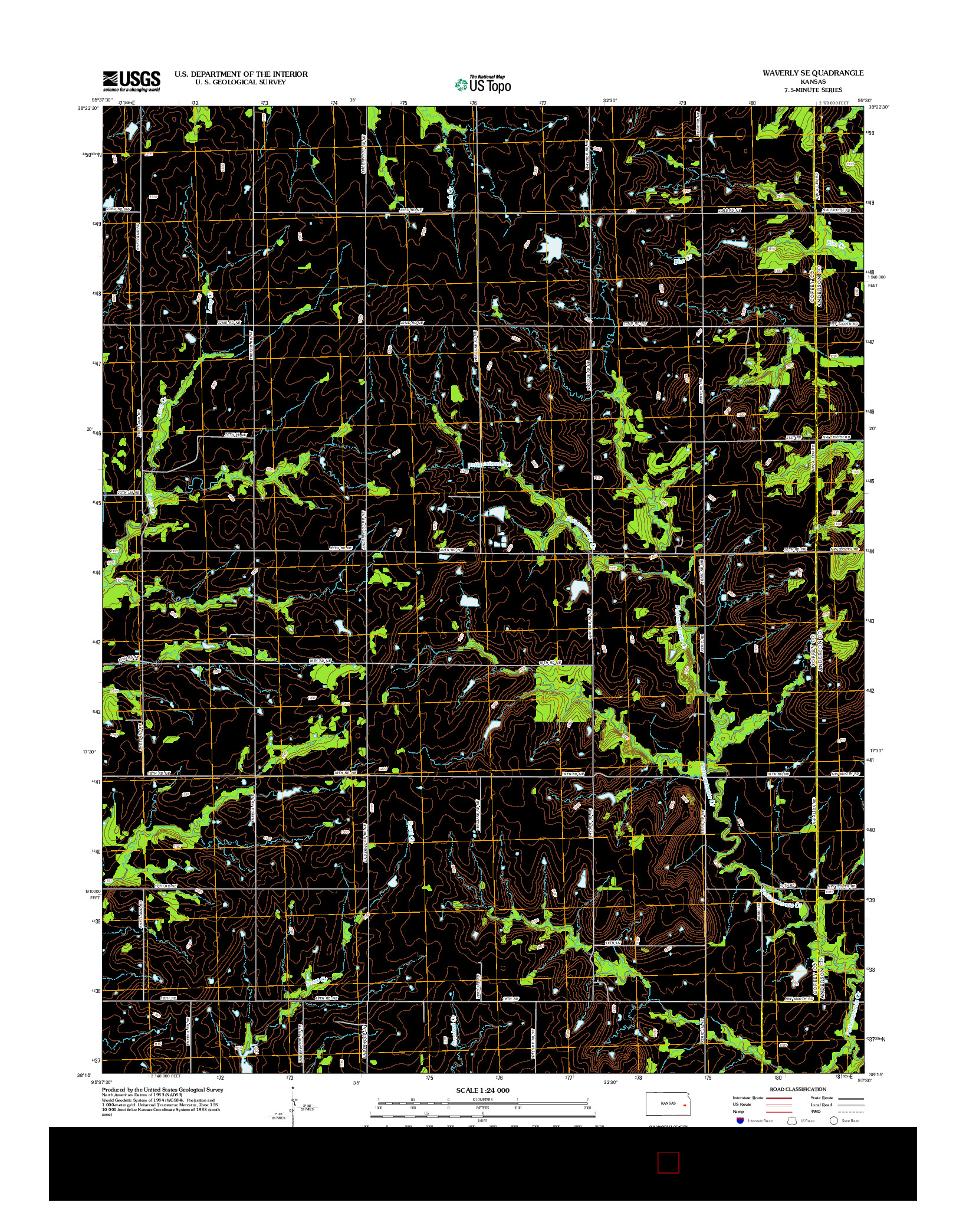 USGS US TOPO 7.5-MINUTE MAP FOR WAVERLY SE, KS 2012