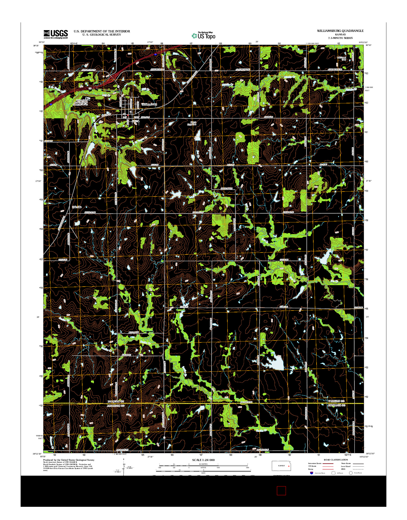 USGS US TOPO 7.5-MINUTE MAP FOR WILLIAMSBURG, KS 2012