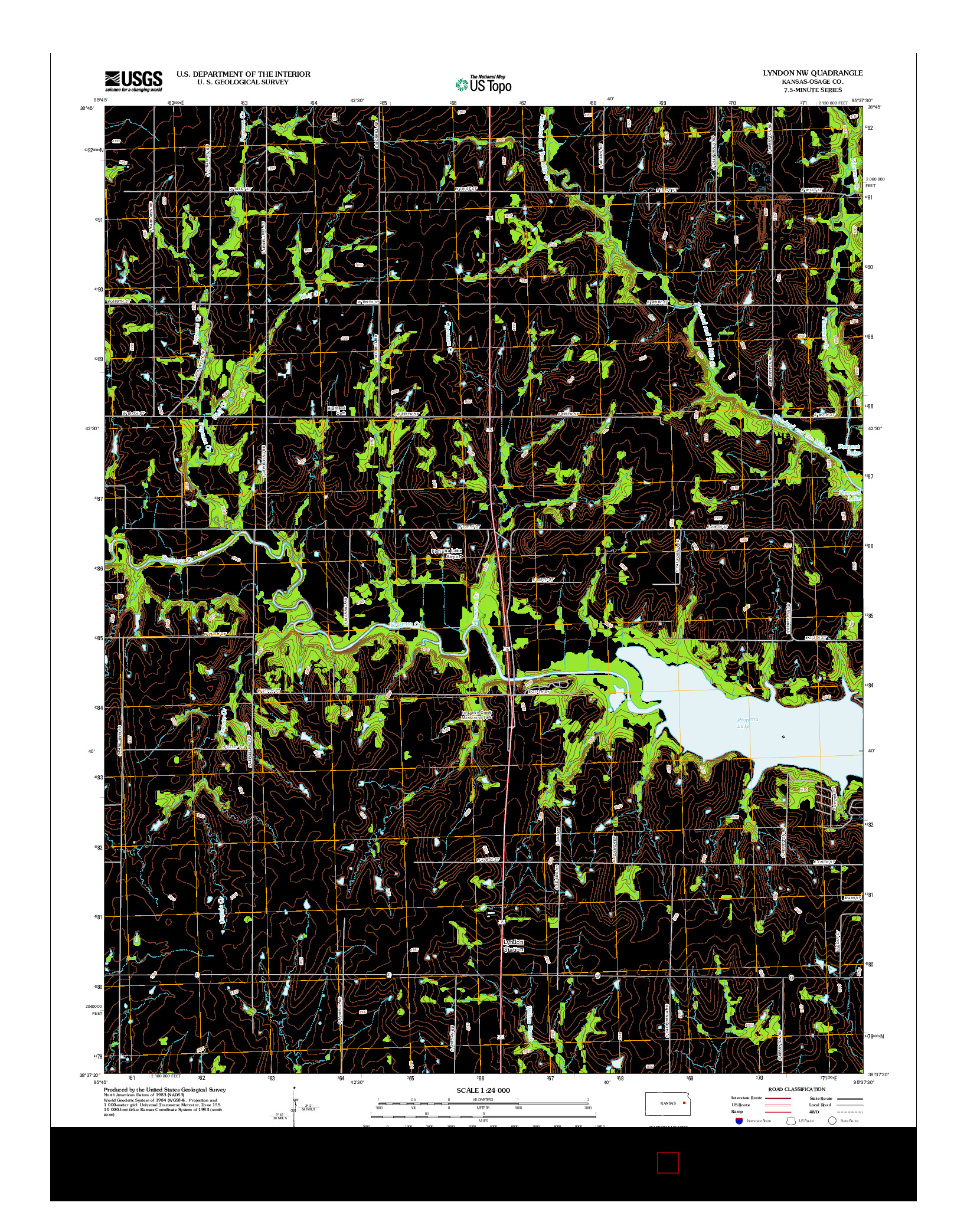 USGS US TOPO 7.5-MINUTE MAP FOR LYNDON NW, KS 2012