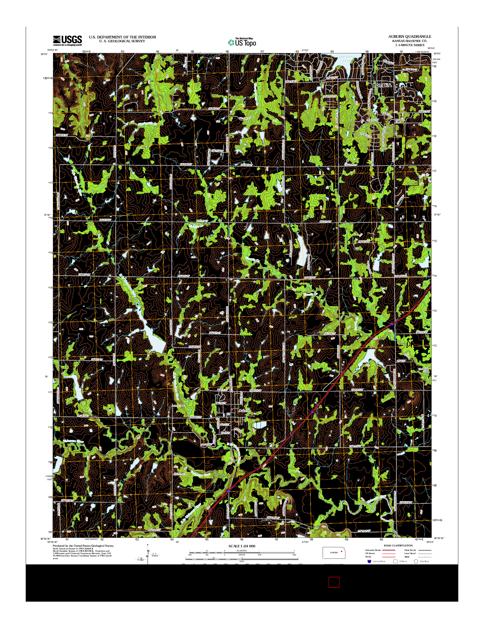 USGS US TOPO 7.5-MINUTE MAP FOR AUBURN, KS 2012