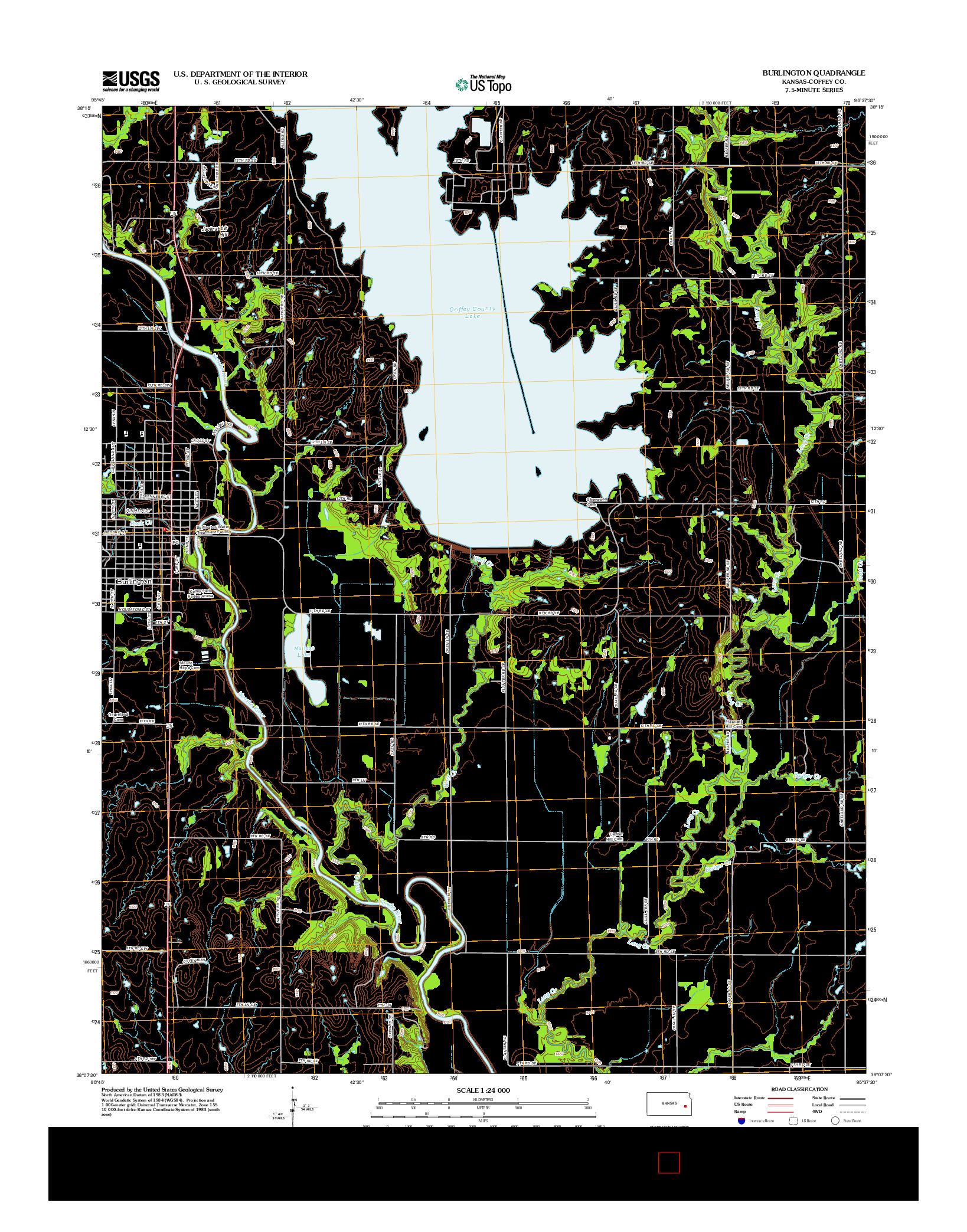 USGS US TOPO 7.5-MINUTE MAP FOR BURLINGTON, KS 2012