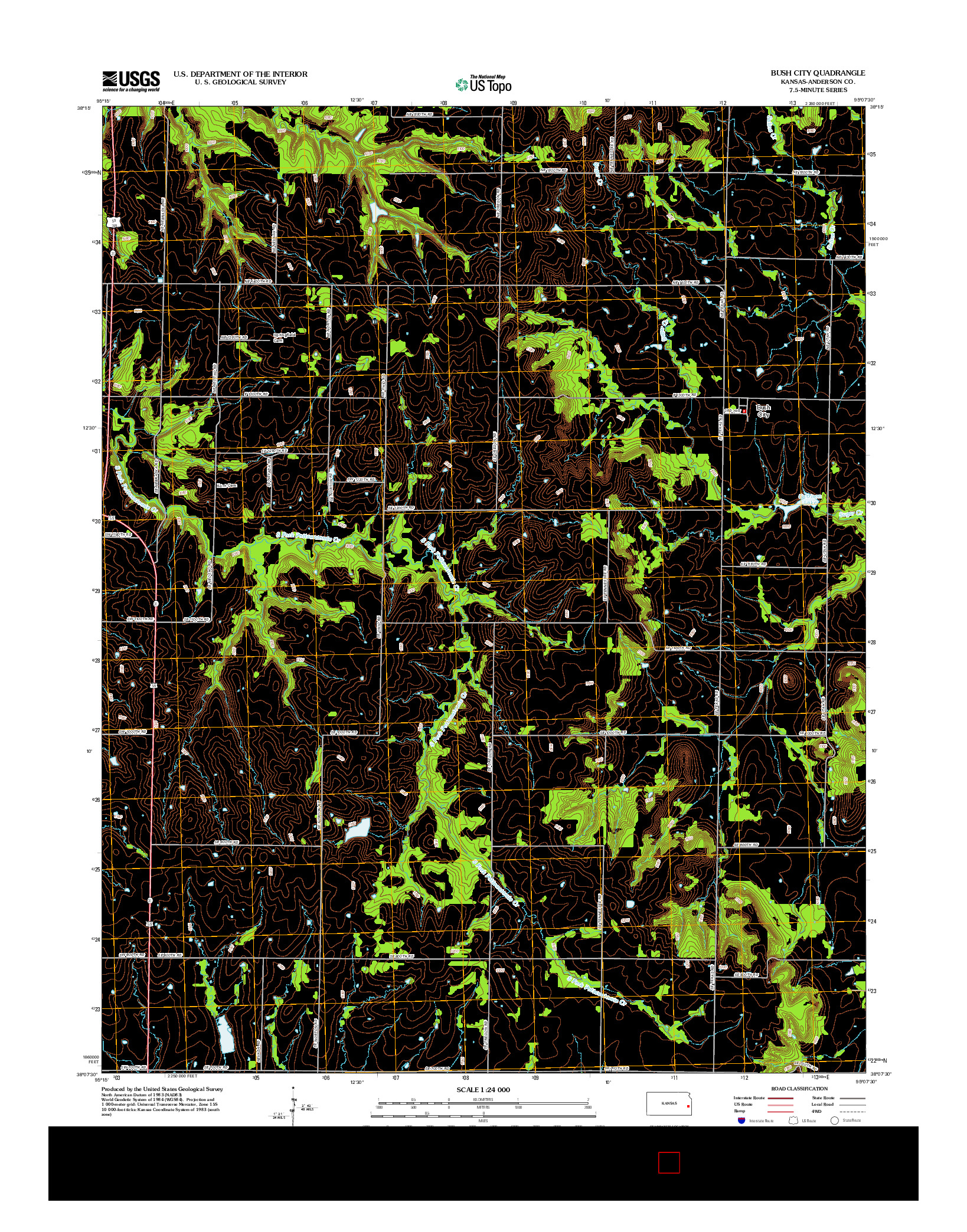 USGS US TOPO 7.5-MINUTE MAP FOR BUSH CITY, KS 2012