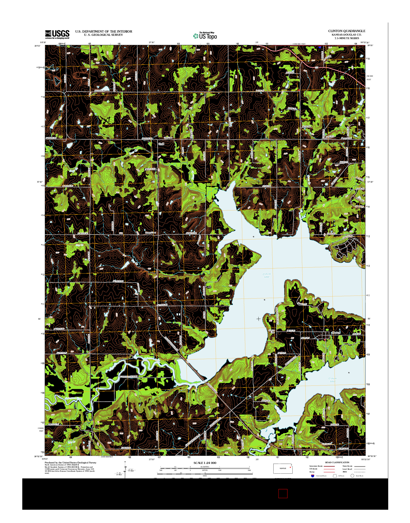 USGS US TOPO 7.5-MINUTE MAP FOR CLINTON, KS 2012