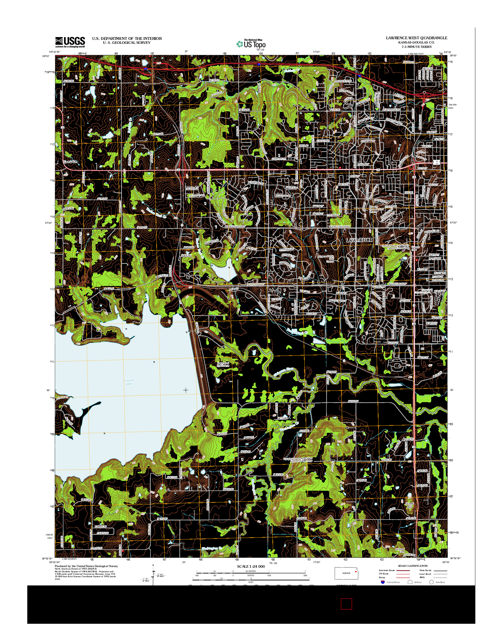 USGS US TOPO 7.5-MINUTE MAP FOR LAWRENCE WEST, KS 2012